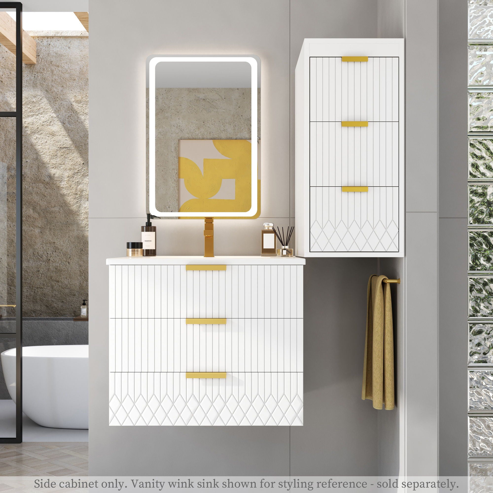 Modern Wall Mounted Floating Cabinet With Drawers For Bathroom