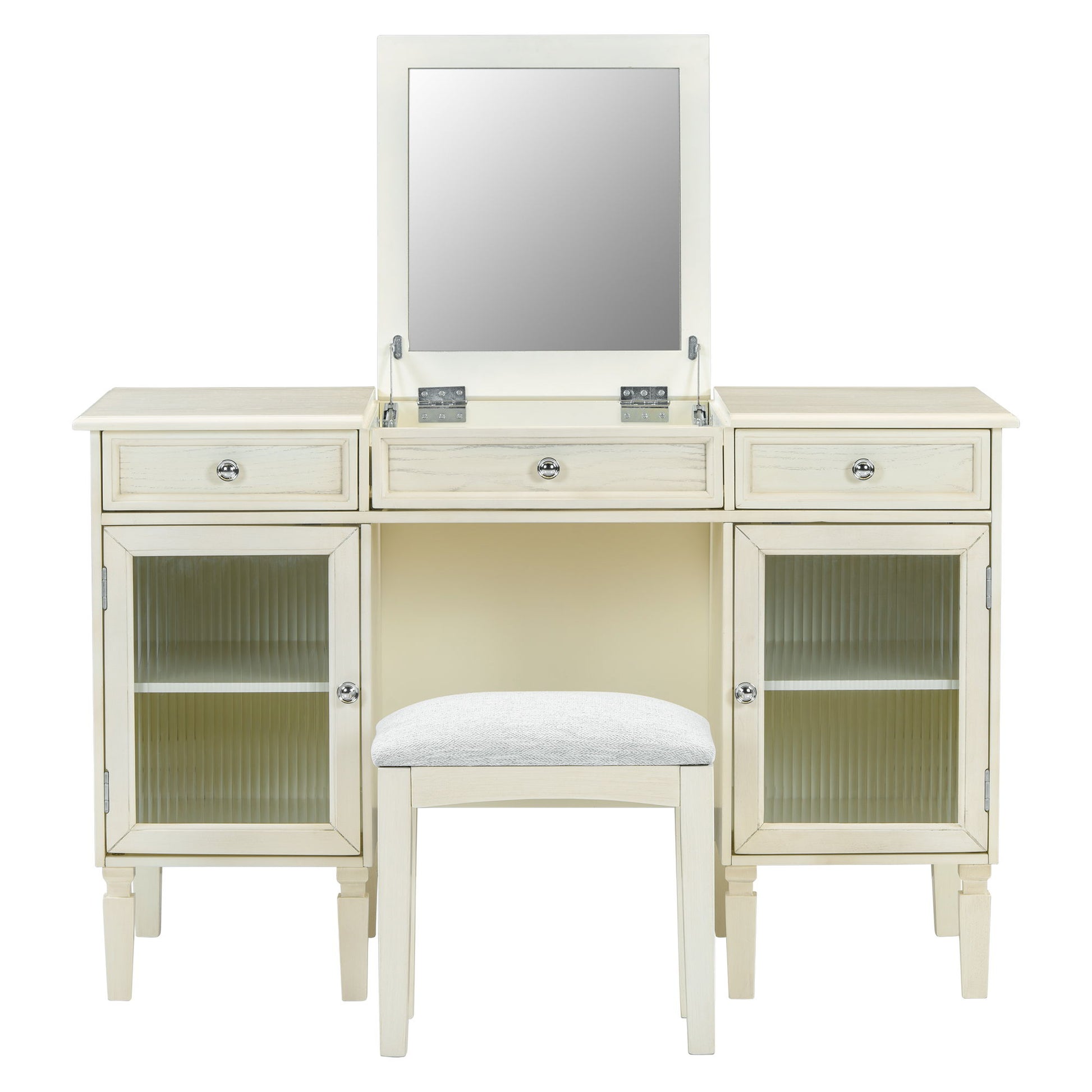 Multi Functional 2 In 1 Vanity Desk With Flip Top Mirror Material - White Oak - Best Buy Furniture
