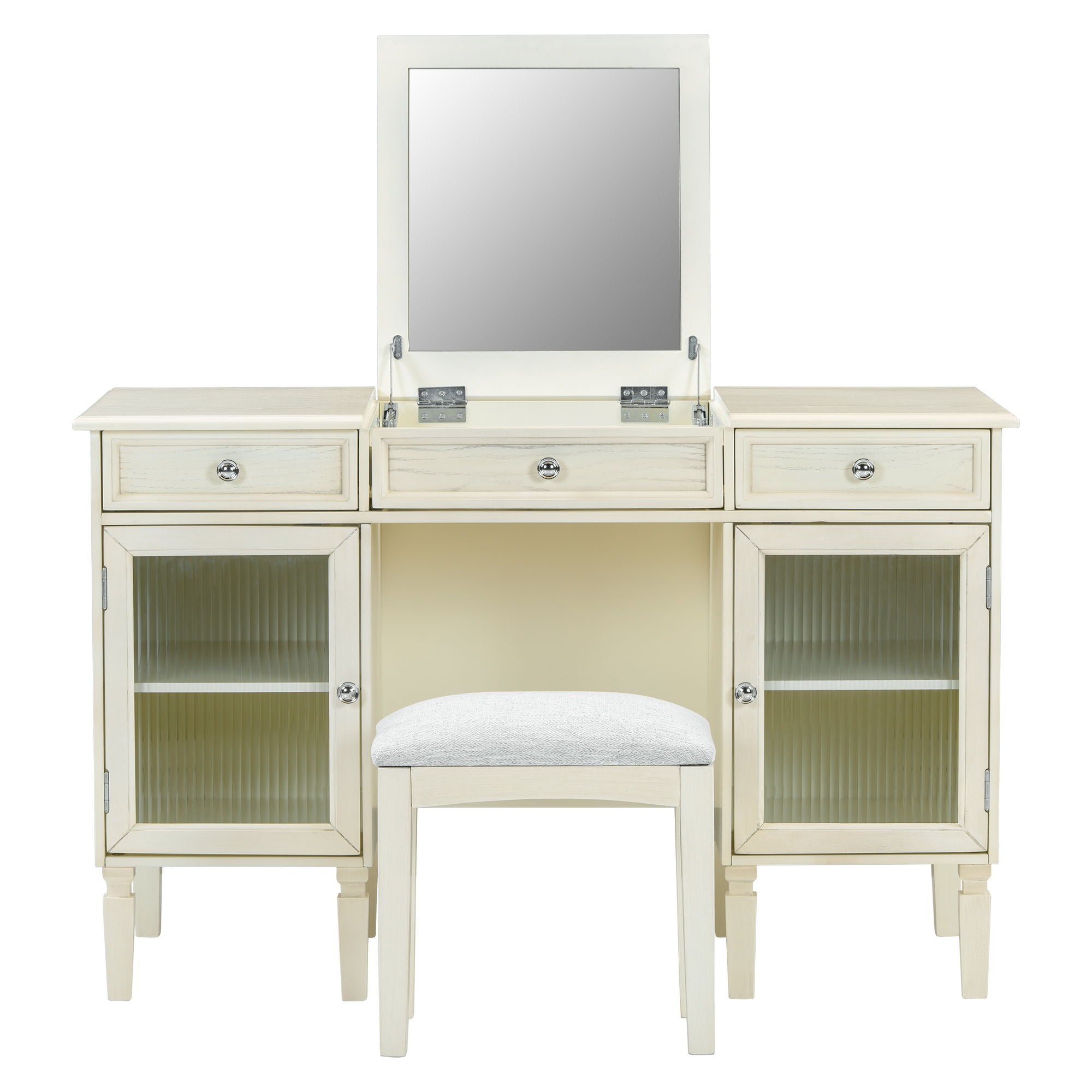 Multi Functional 2 In 1 Vanity Desk With Flip Top Mirror Material - White Oak - Best Buy Furniture