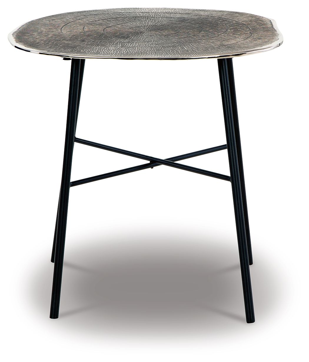 Laverford - Round End Table - Chrome / Black