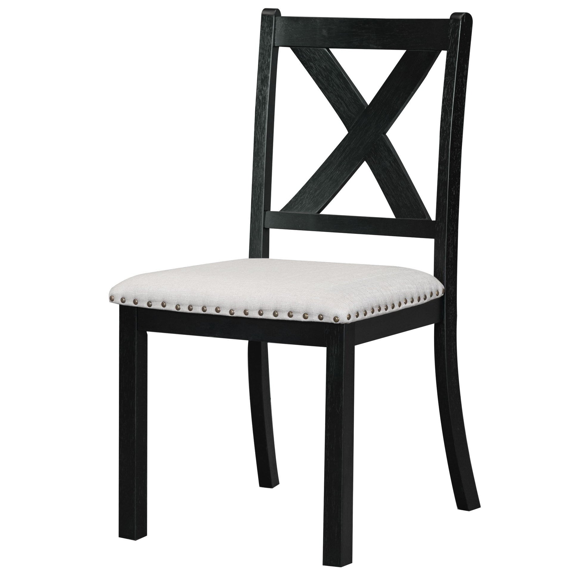 Topmax - 6 Piece Farmhouse Extendable Dining Table With Footrest, 4 Upholstered Dining Chairs And Dining Bench, Two 11" Removable Leaf - Best Buy Furniture