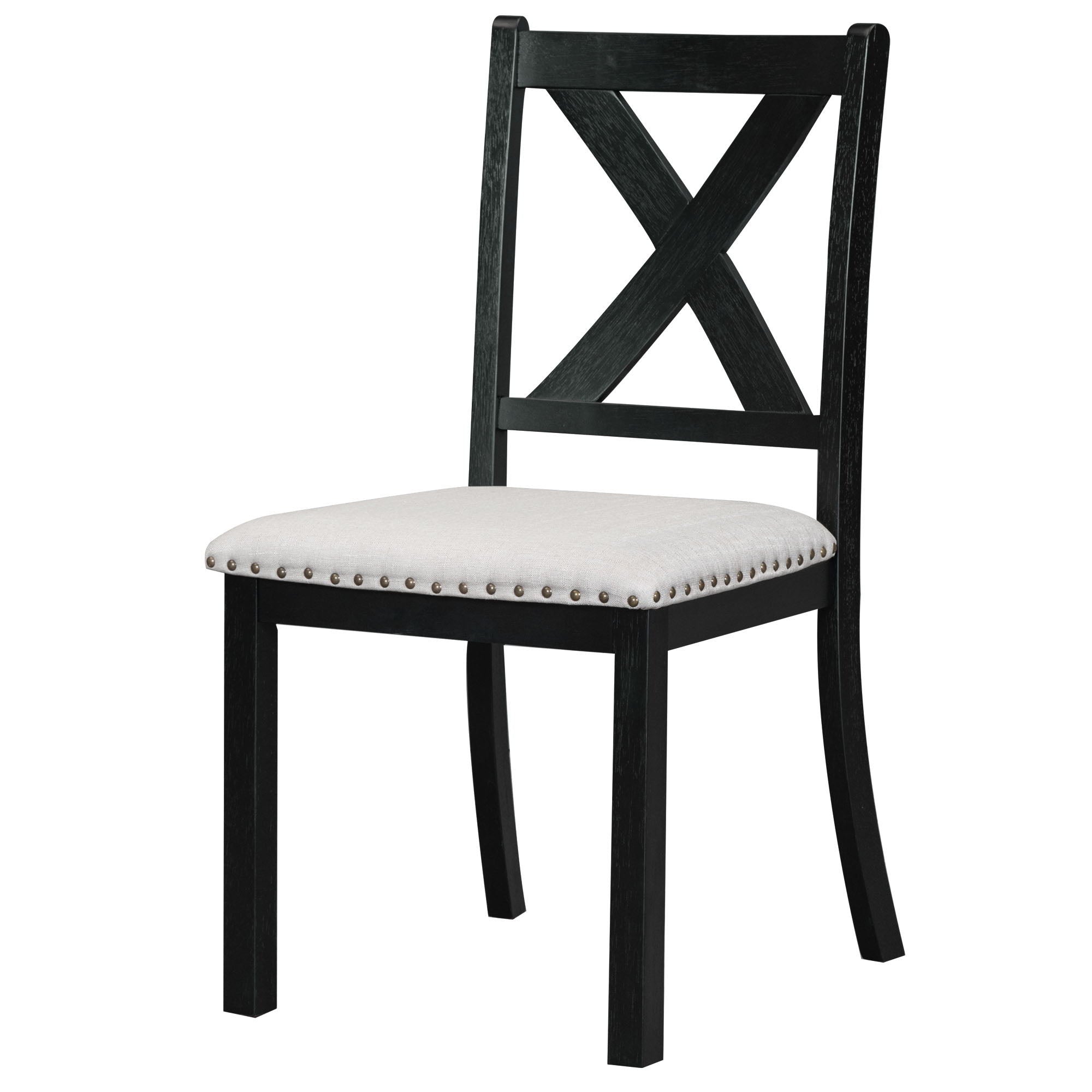 Topmax - 6 Piece Farmhouse Extendable Dining Table With Footrest, 4 Upholstered Dining Chairs And Dining Bench, Two 11" Removable Leaf - Best Buy Furniture