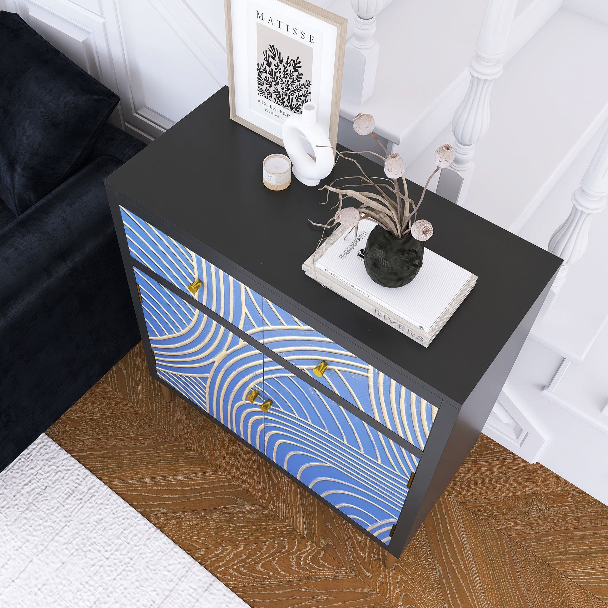 Black & Blue Modern MDF Storage Cabinet – Adjustable Shelf & Drawer - Best Buy Furniture