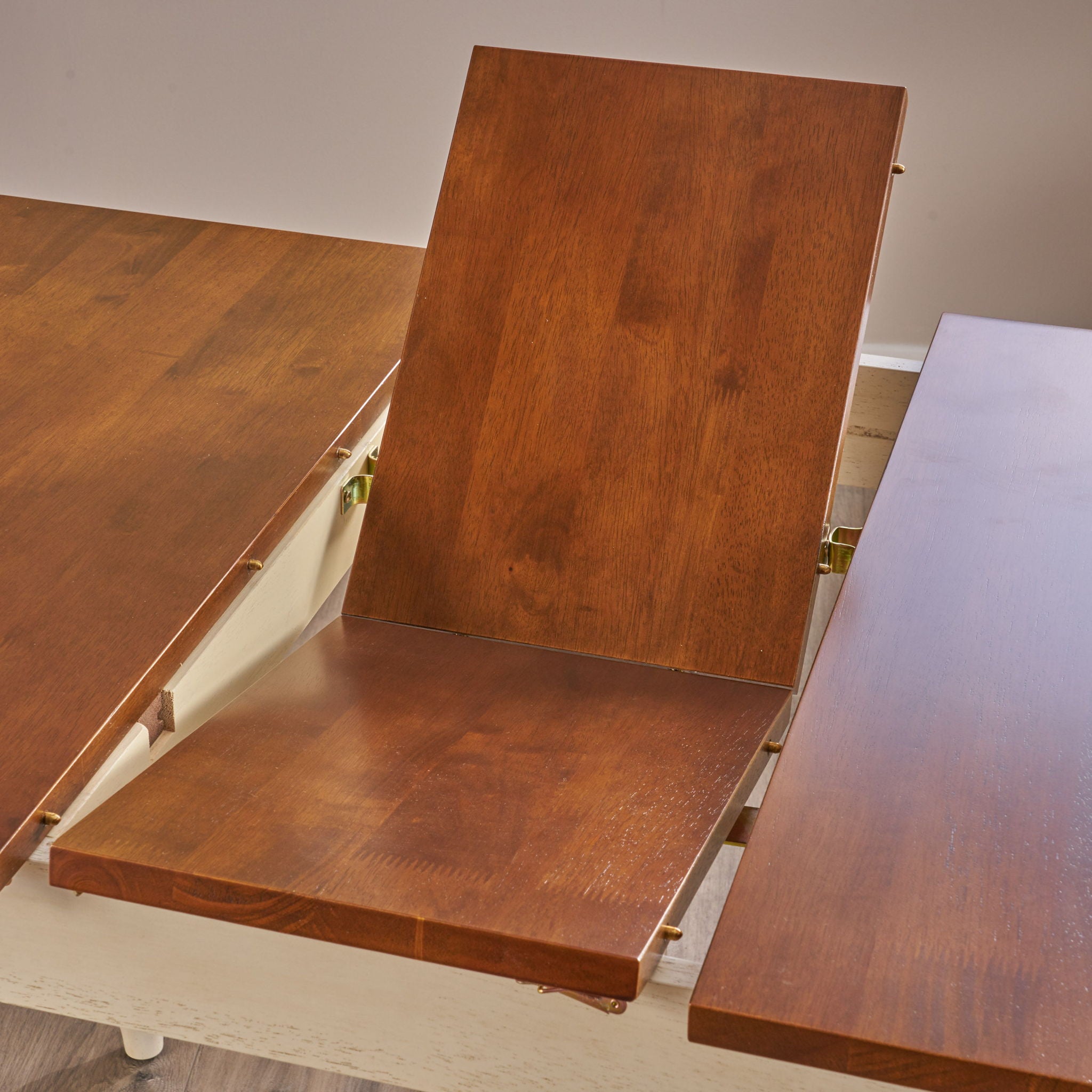 Rectangle Dining Table With Cream Legs - Dark Oak