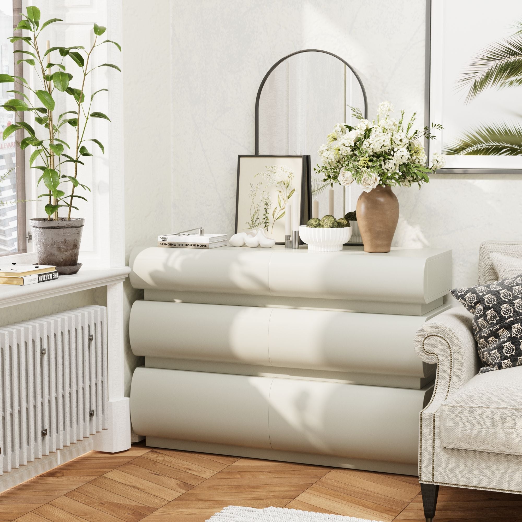 Minimalist Modern 6 Drawer Dresser, Handle Free Design With Wide Storage