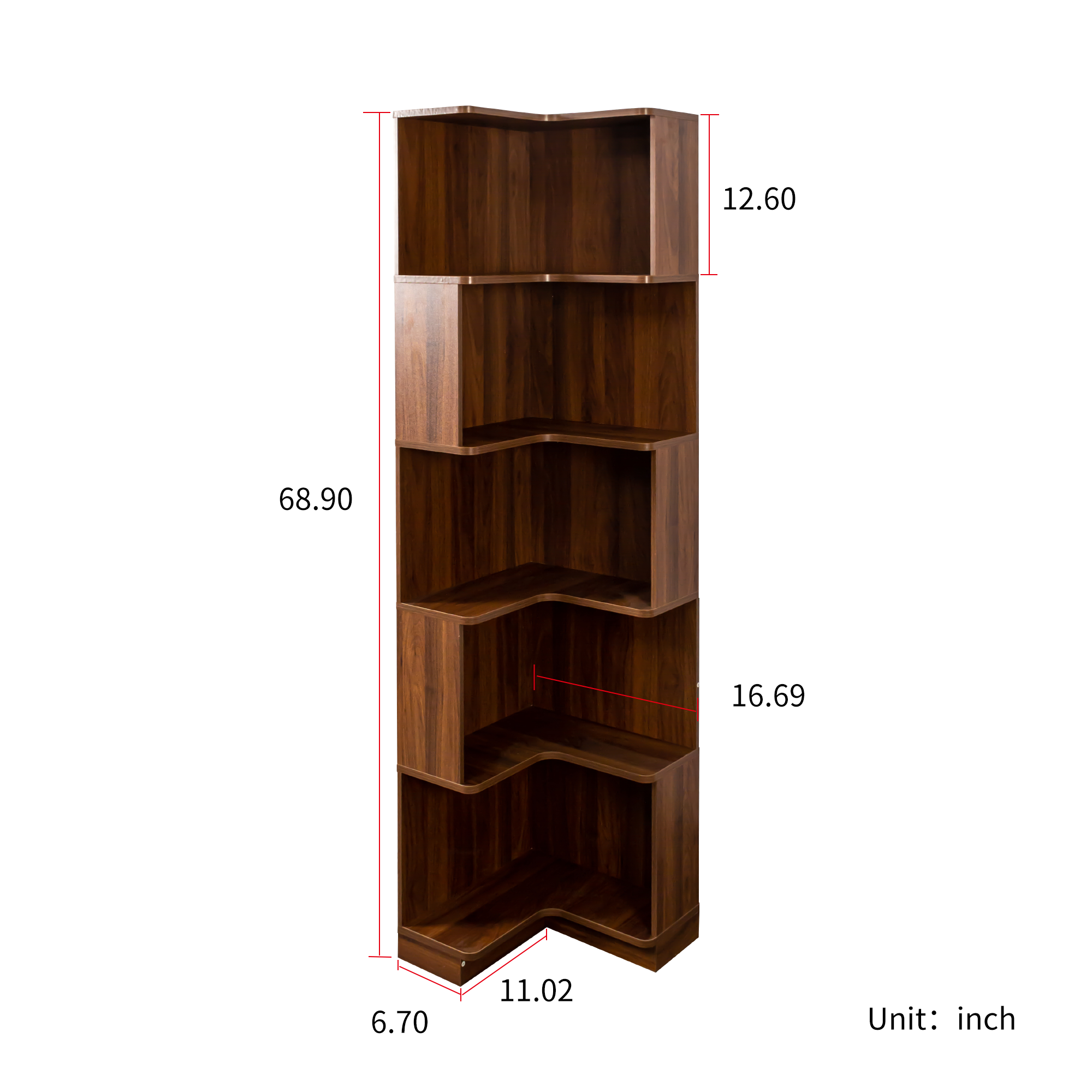 Corner Book Shelf - 5 Tier Corner Bookshelf
