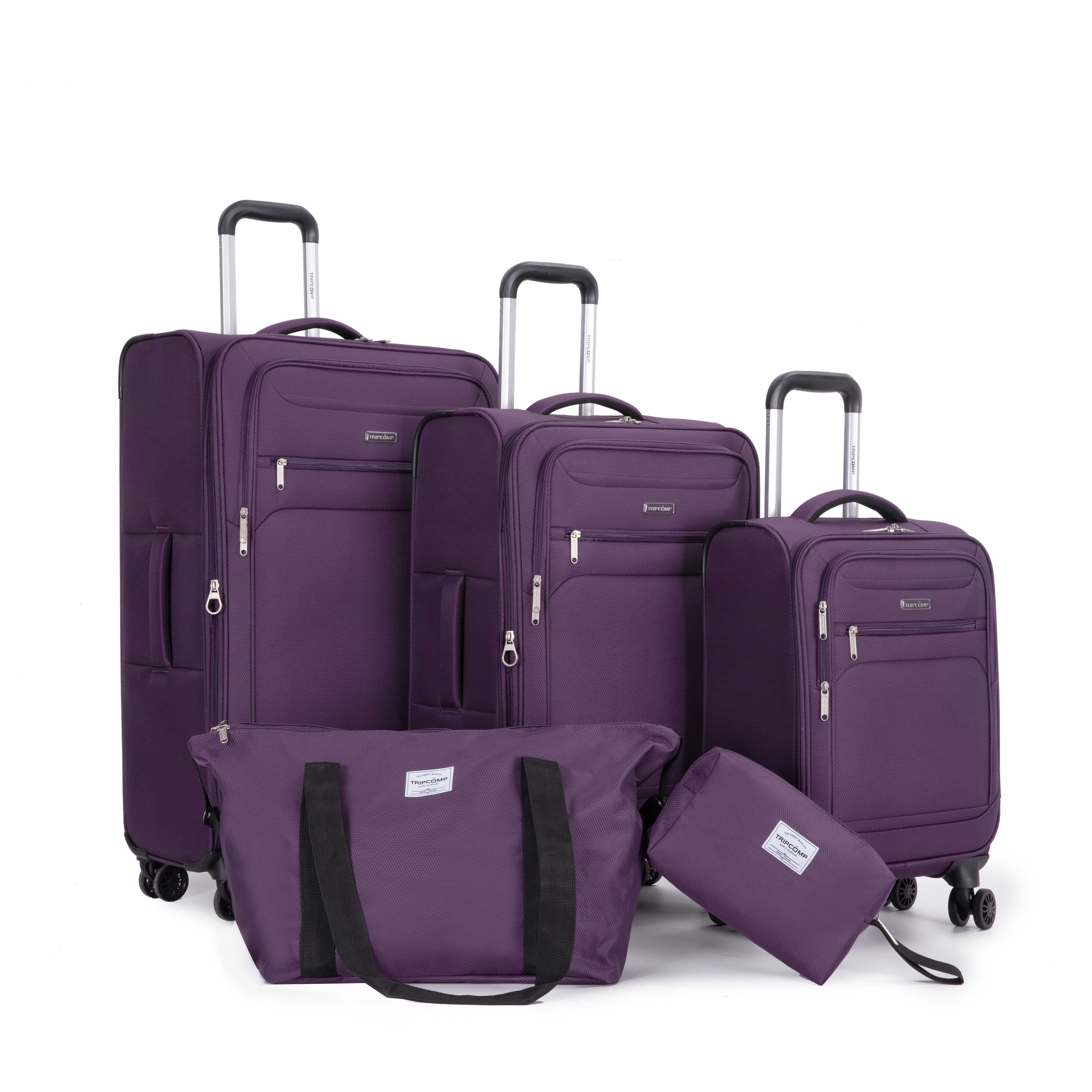 5 Piece Set, Softshell Suitcase Spinner Wheels