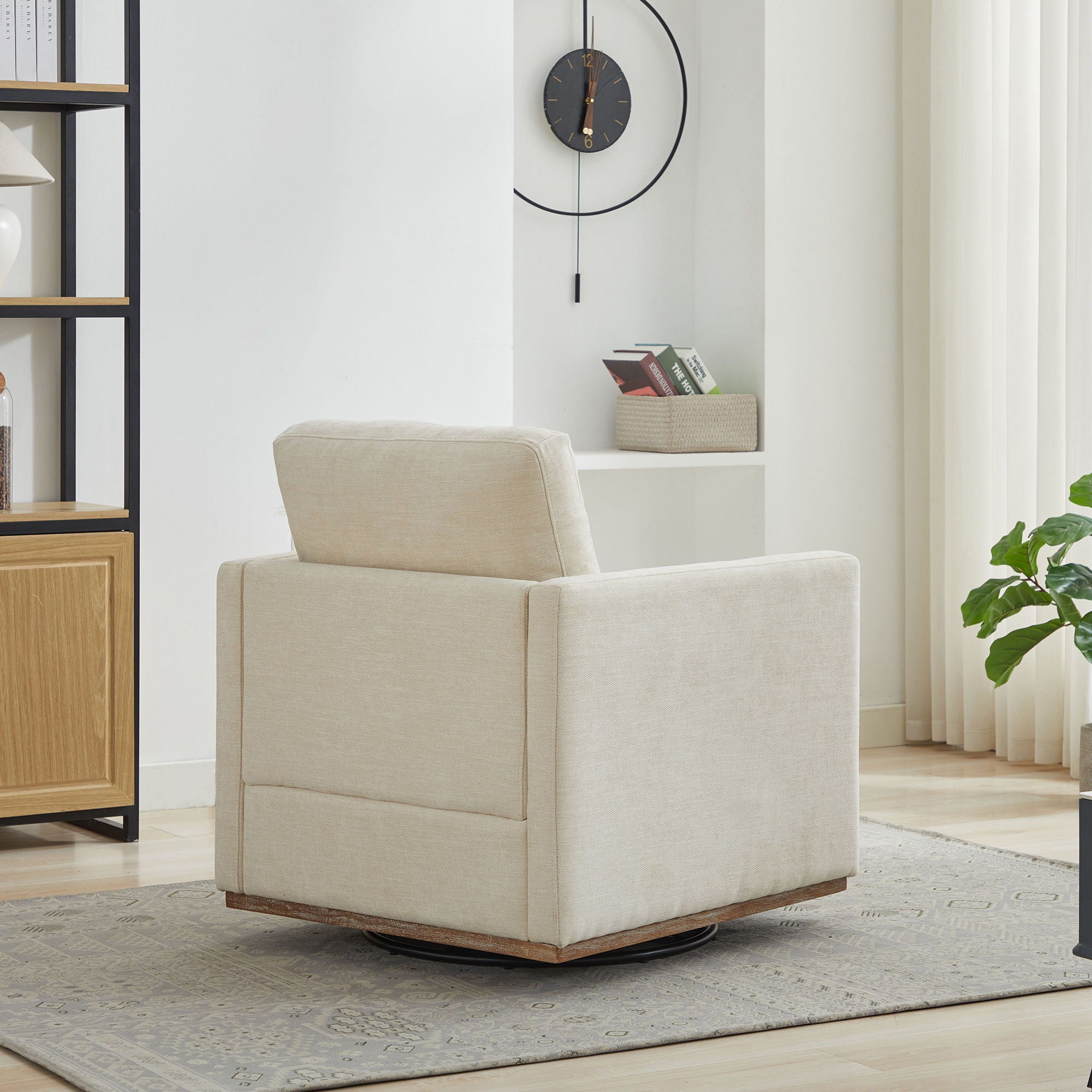 Square Upholstered Swivel Accent Chair For Living Room