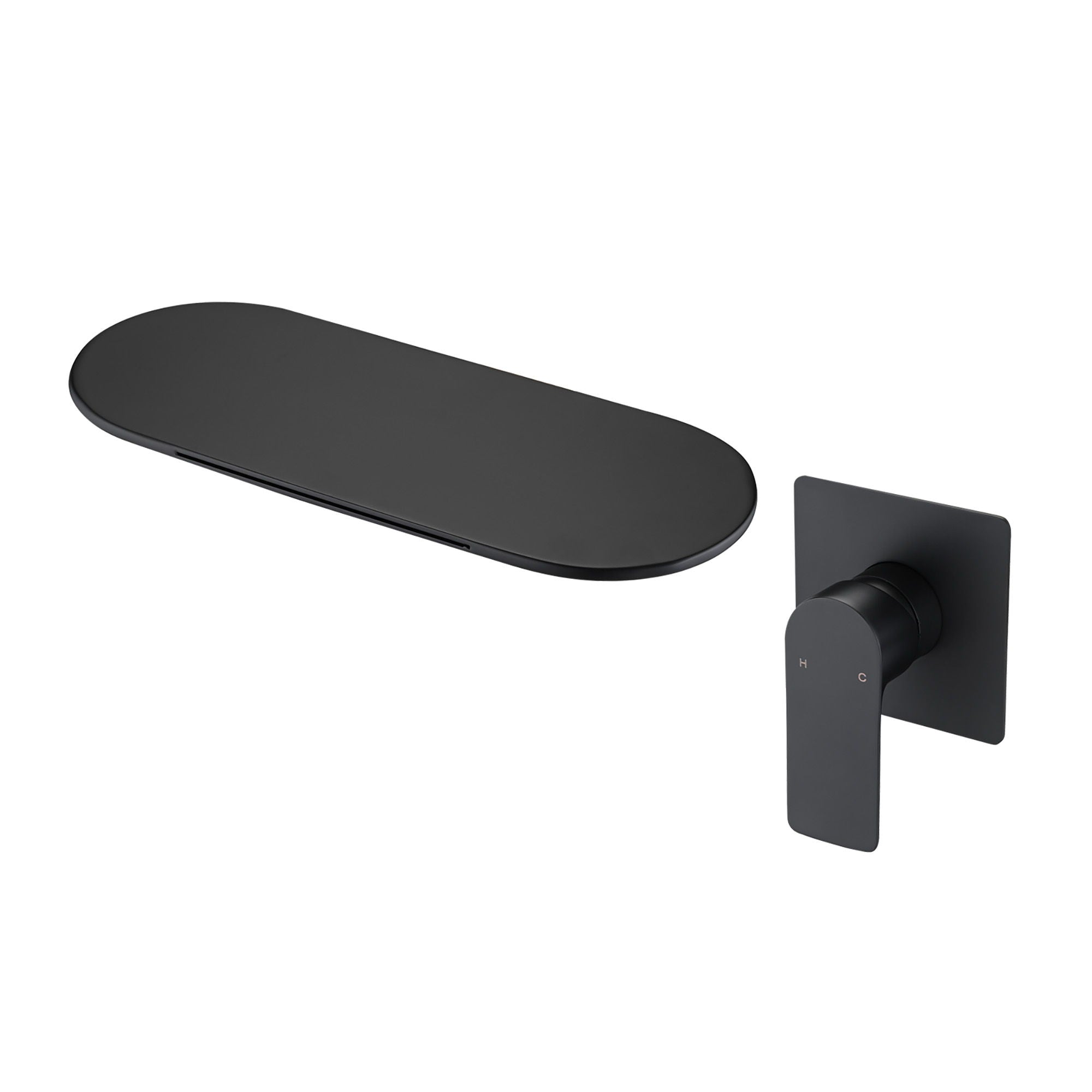 Modern Wall Mount Bathtub Faucet With Single Handle And Waterfall Spout - Matte Black