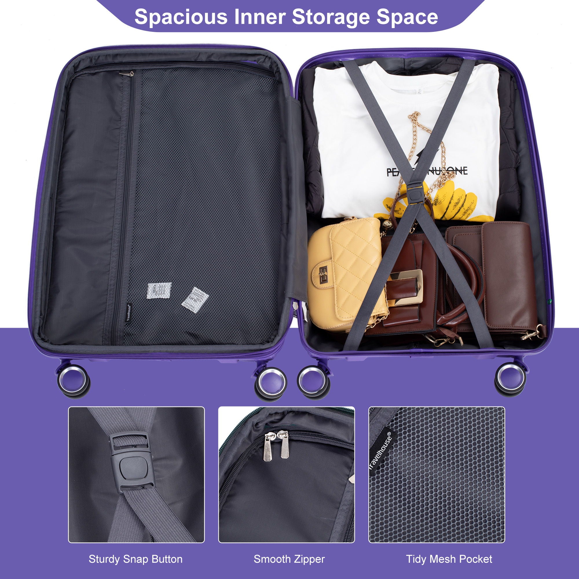 Expandable Hardshell Suitcase Double Spinner Wheels Luggage Sets