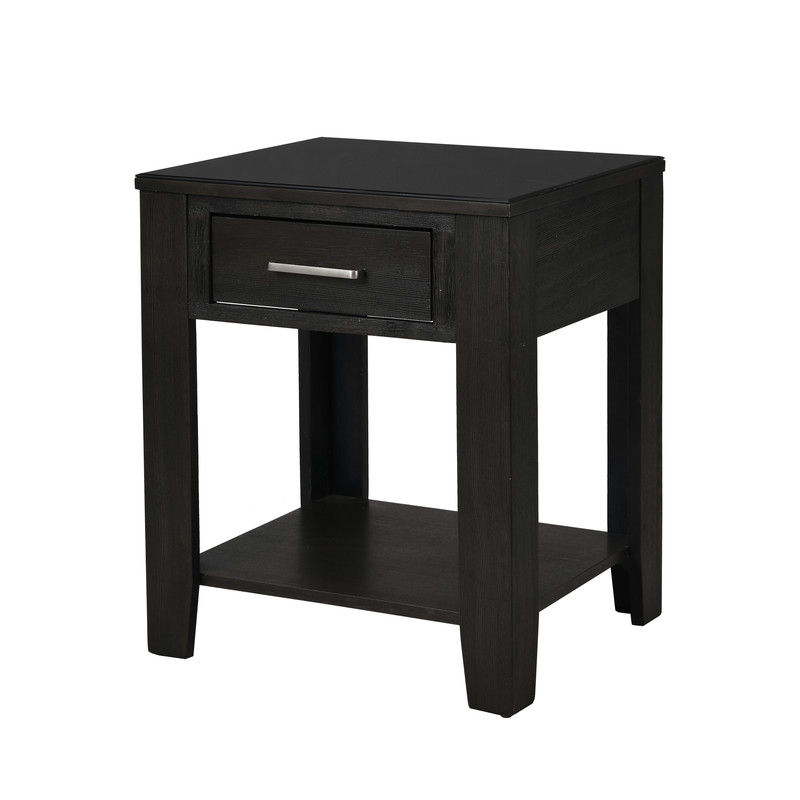 Bruno - Wooden Table With Tempered Glass Top And Drawer - Best Buy Furniture
