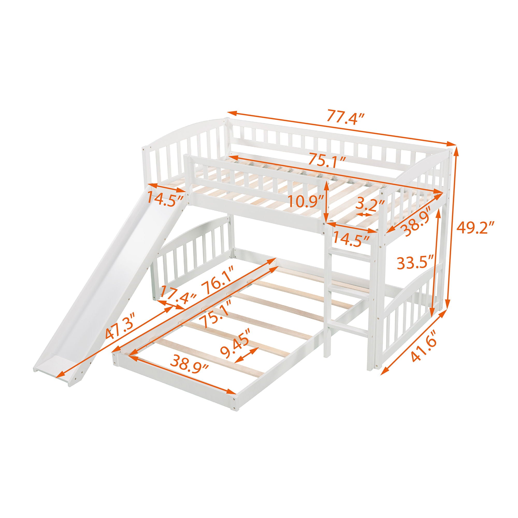 Functional Bunk Bed With Convertible Ladder And Slide