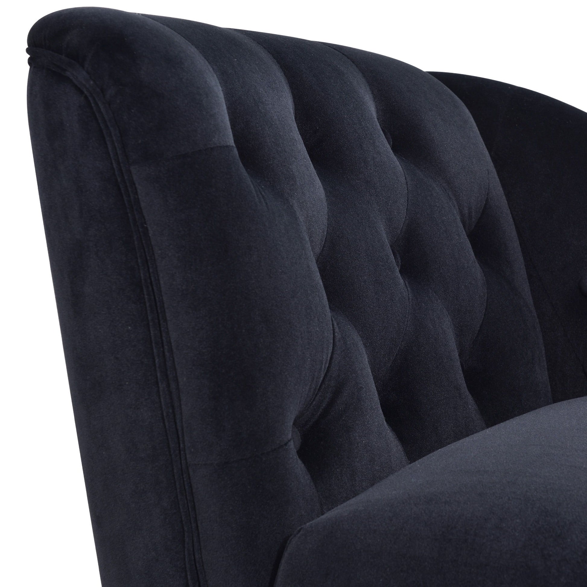 Velvet Chaise Lounge, Button Tufted Right Arm Facing Lounge Chair With Nailhead Trim For Living Room - Black - Best Buy Furniture