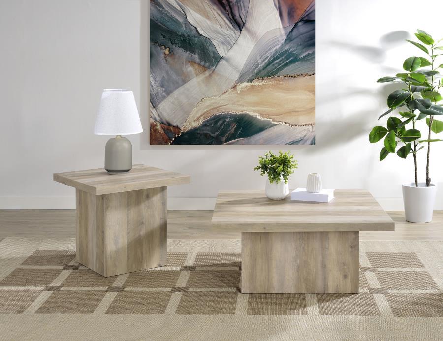 Devar - Square Engineered Wood Coffee Table - Distressed Pine