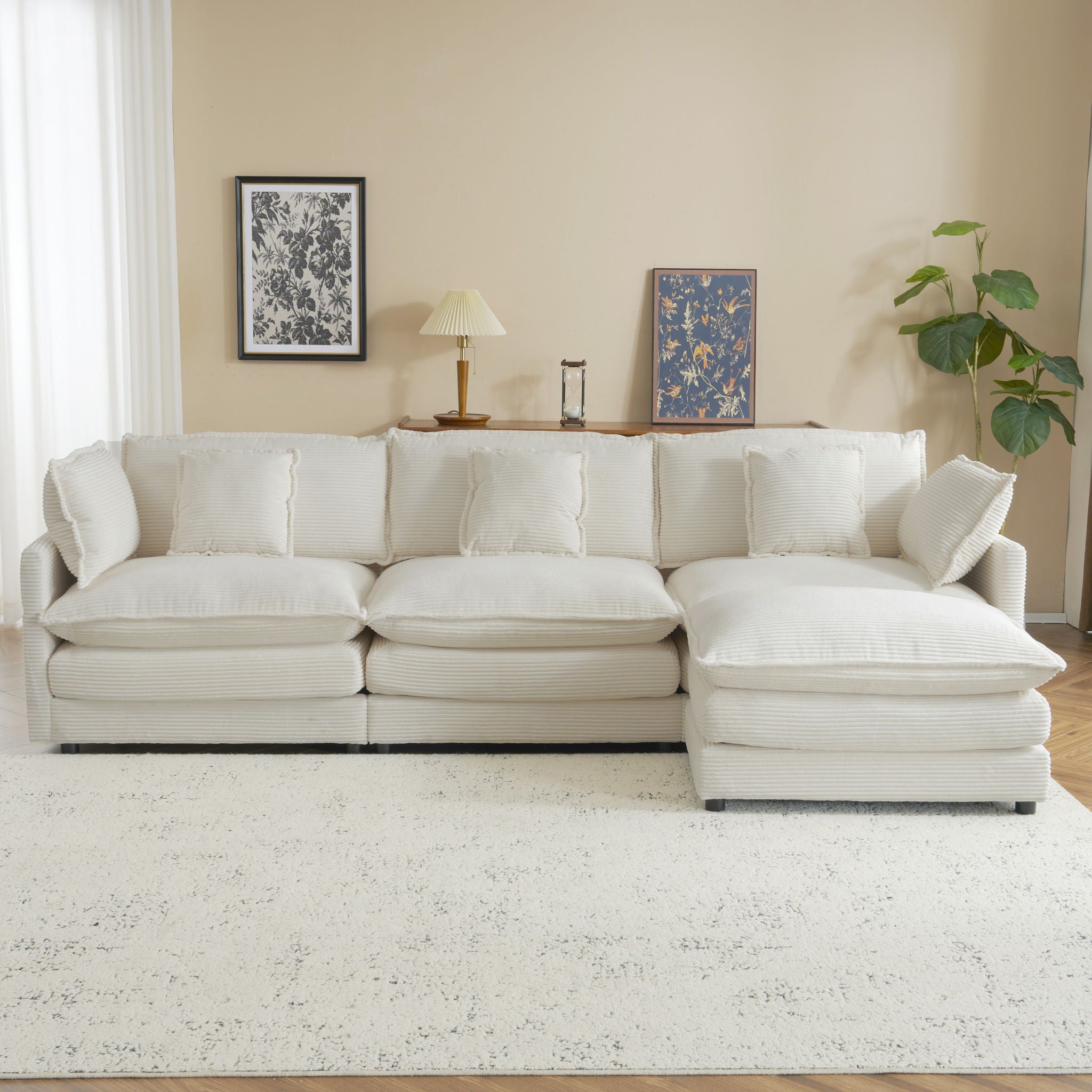 Modern Modular Sectional Sofa With Side Storage Pockets For Living Room