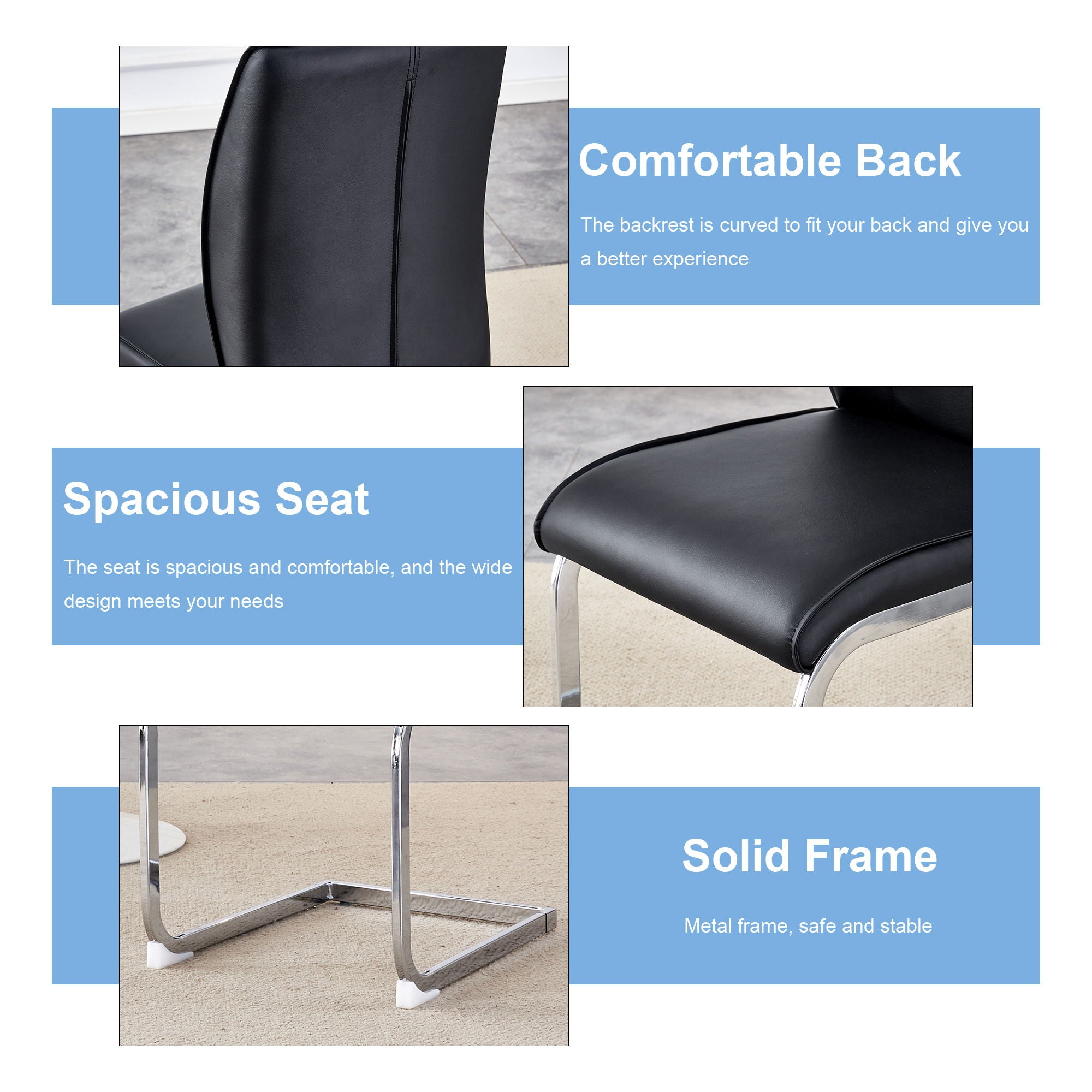 Luxury Simple Arch High Resilience Dining Chair With Arched Leg