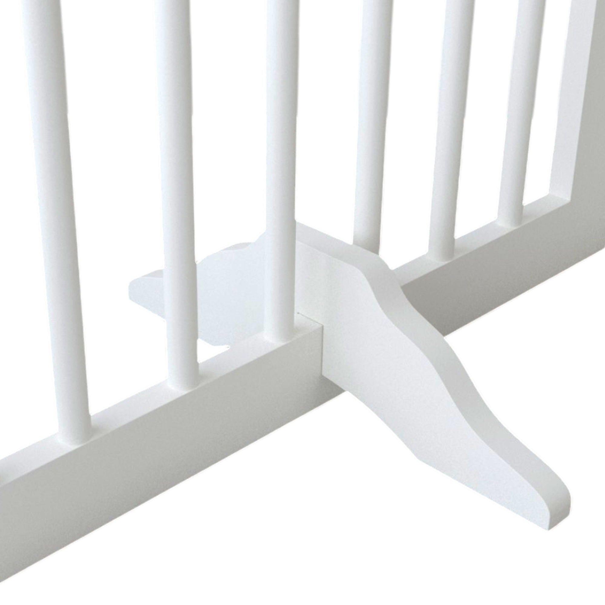 4 Panel Freestanding Pet Gate With Foldable Design And Support Feet - White