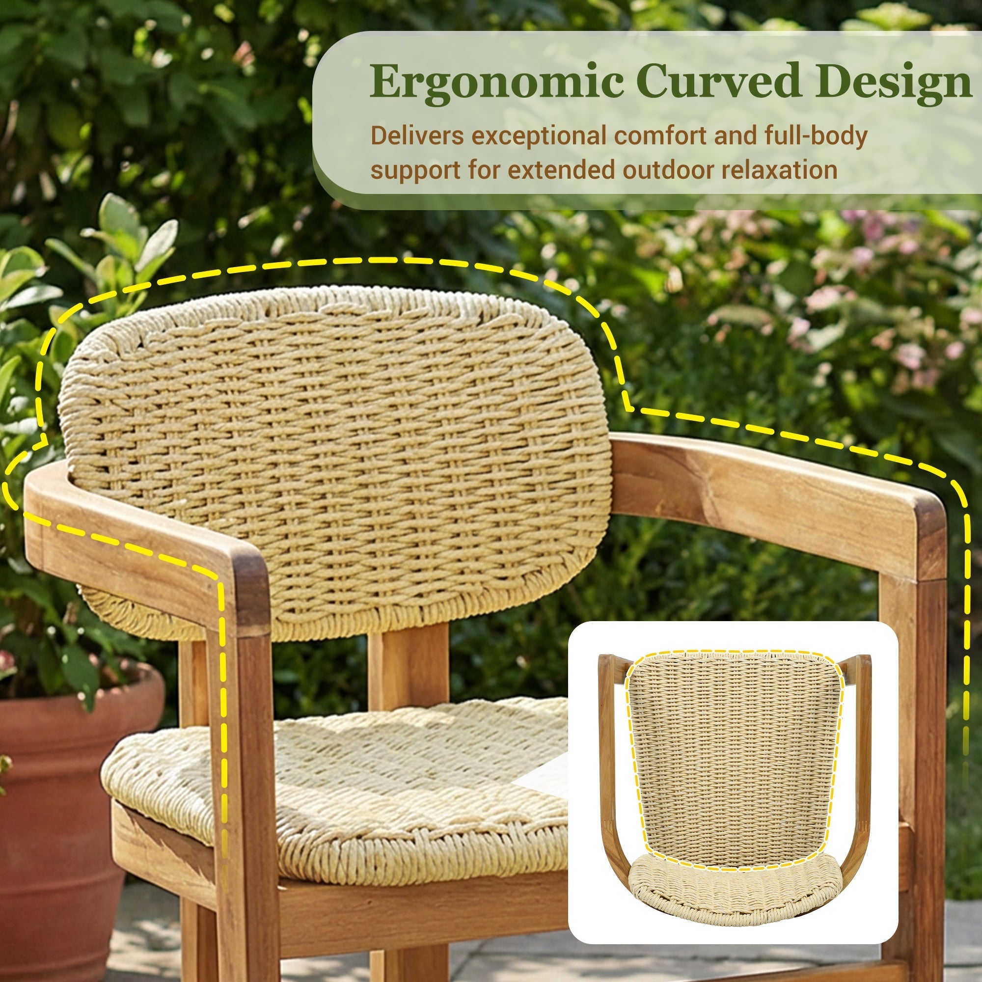 Outdoor Woven Rattan Chair Set Two Accent Chairs