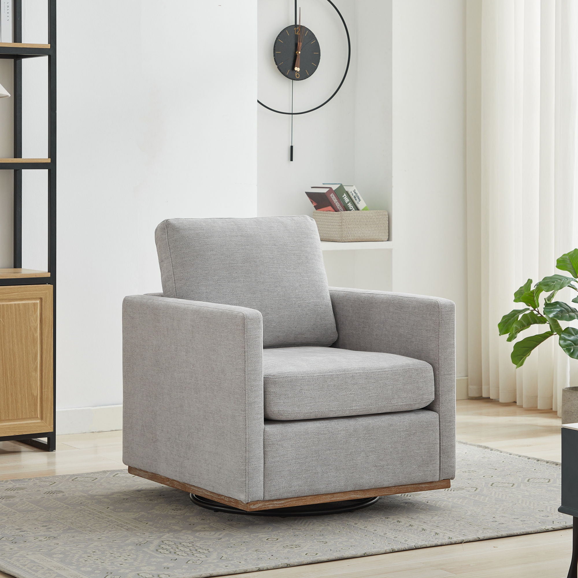 Square Upholstered Swivel Accent Chair For Living Room