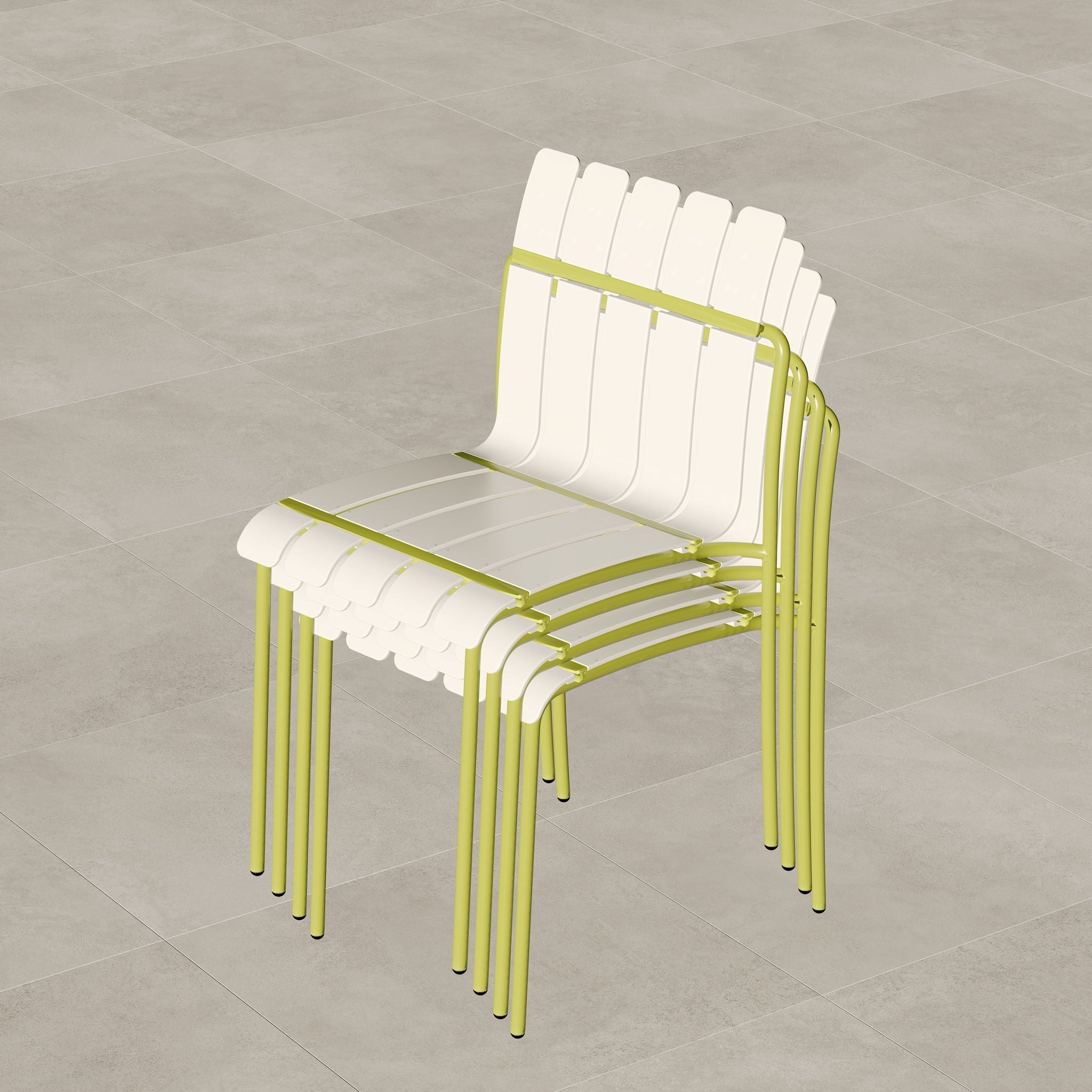 4 Piece Set Of Modern Color Block Designed Single Chairs, UV Resistant And Rust Proof - Grain Yellow / White