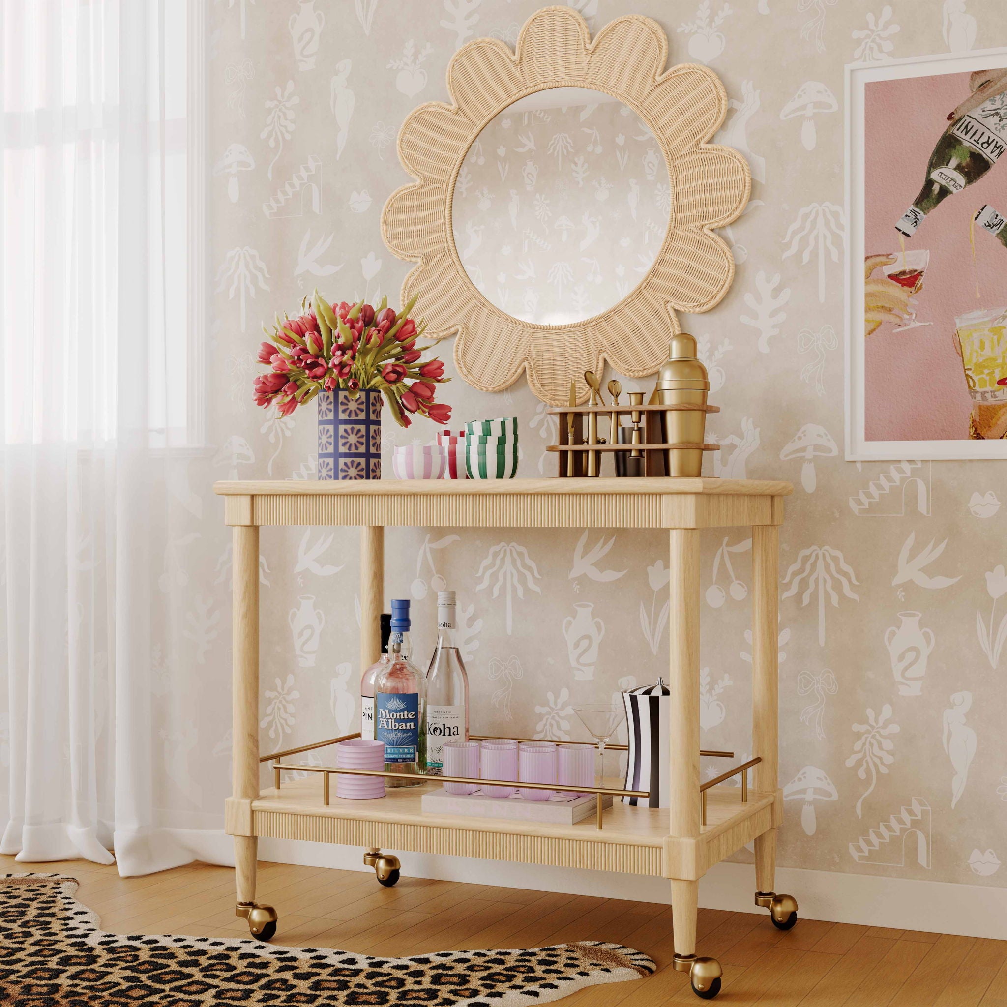 Coralie - Rattan Round Mirror