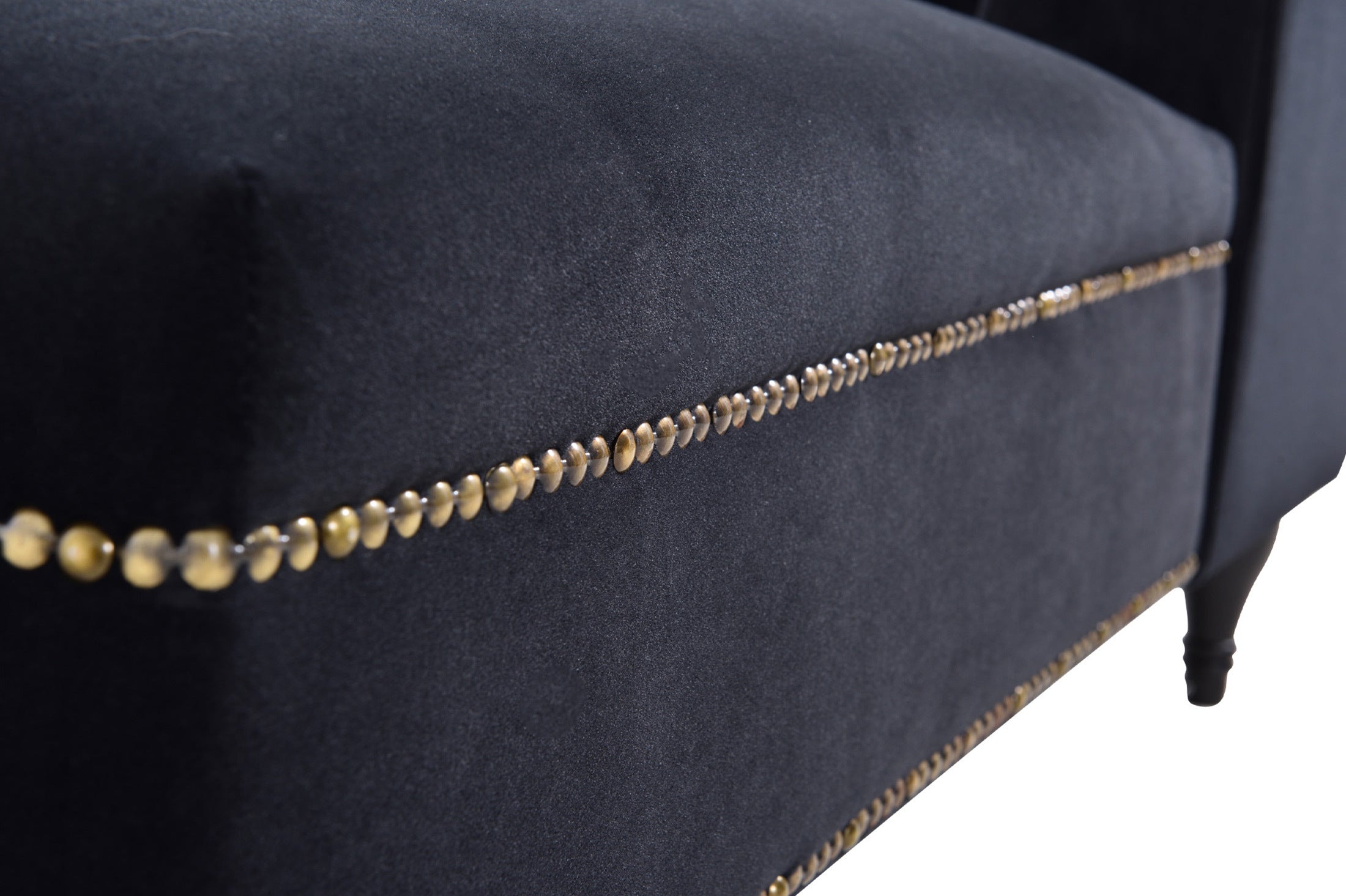 58" Velvet Chaise Lounge with Nailhead Trim and Solid Wood Legs