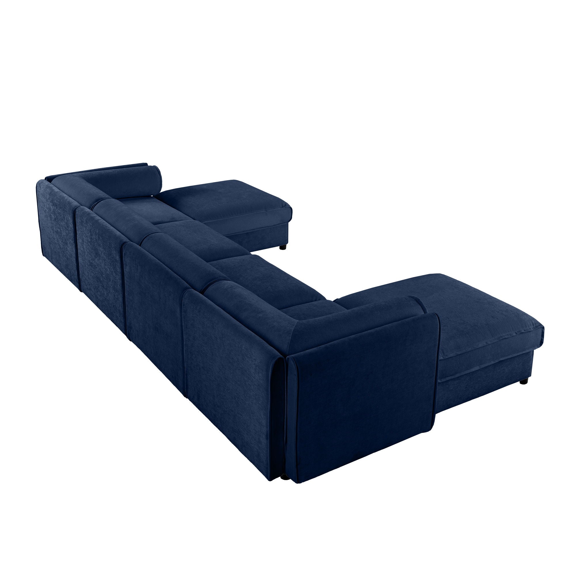 Contemporary Elegant White Chenille Sofa With Storage And Ottoman