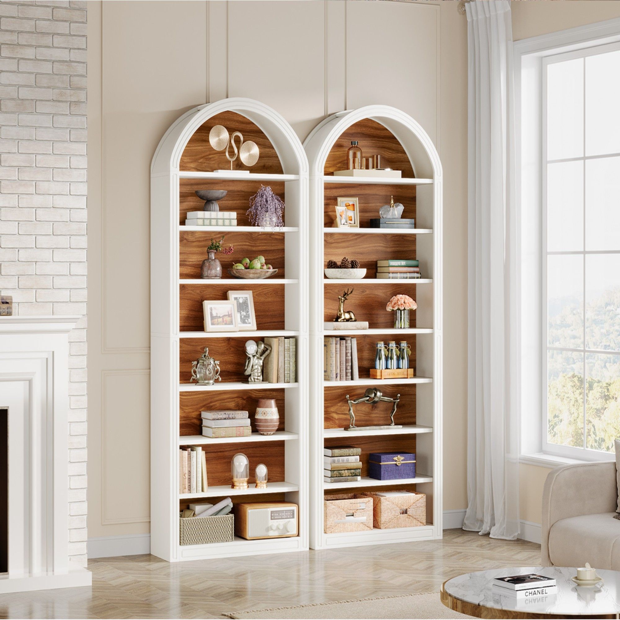 8 Tier Arched Open Display Shelving Unit For Living Room