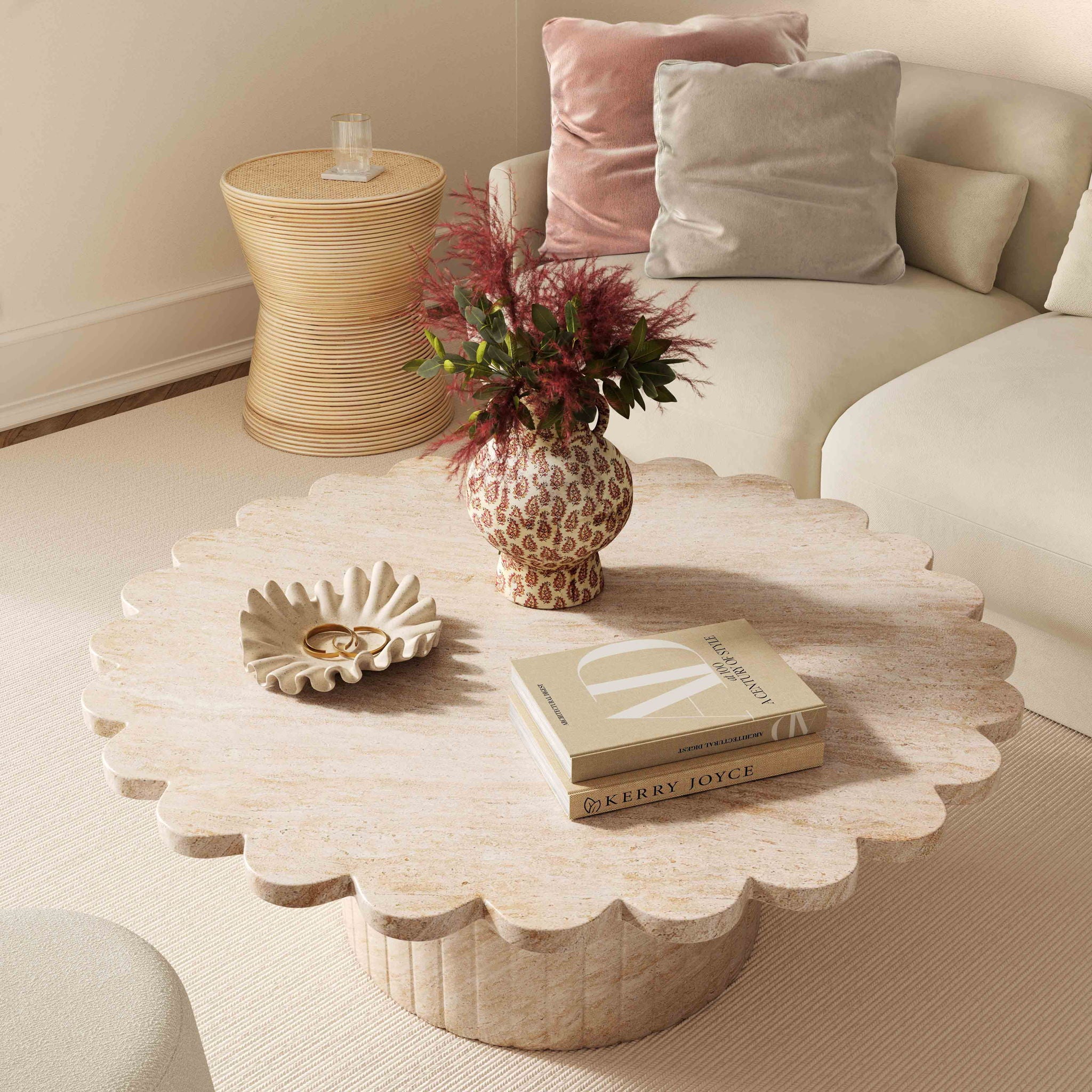 Blossom - Indoor / Outdoor Coffee Table - Washed Travertine