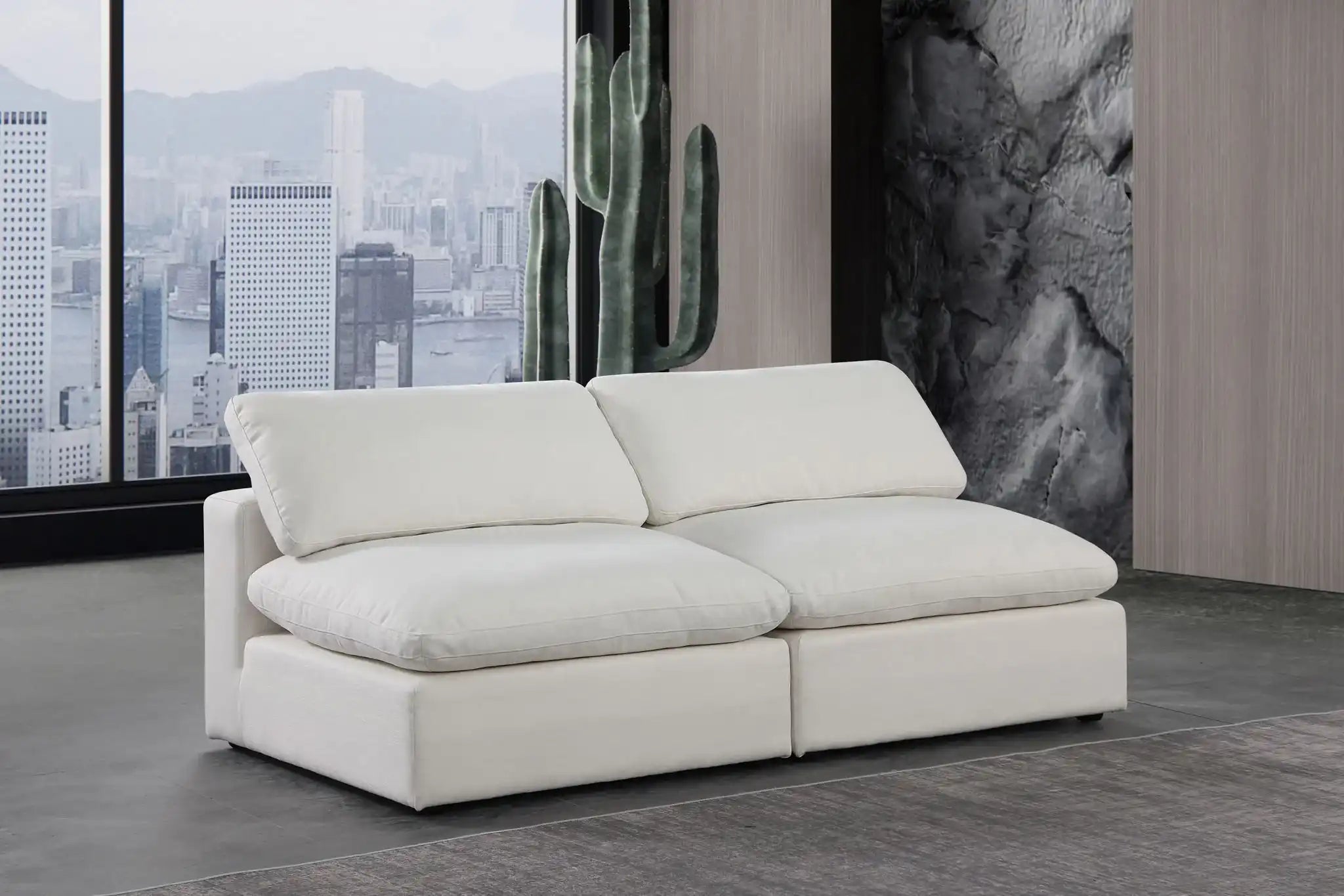 Comfy - Linen Modular Armless Sofa 2 Seats