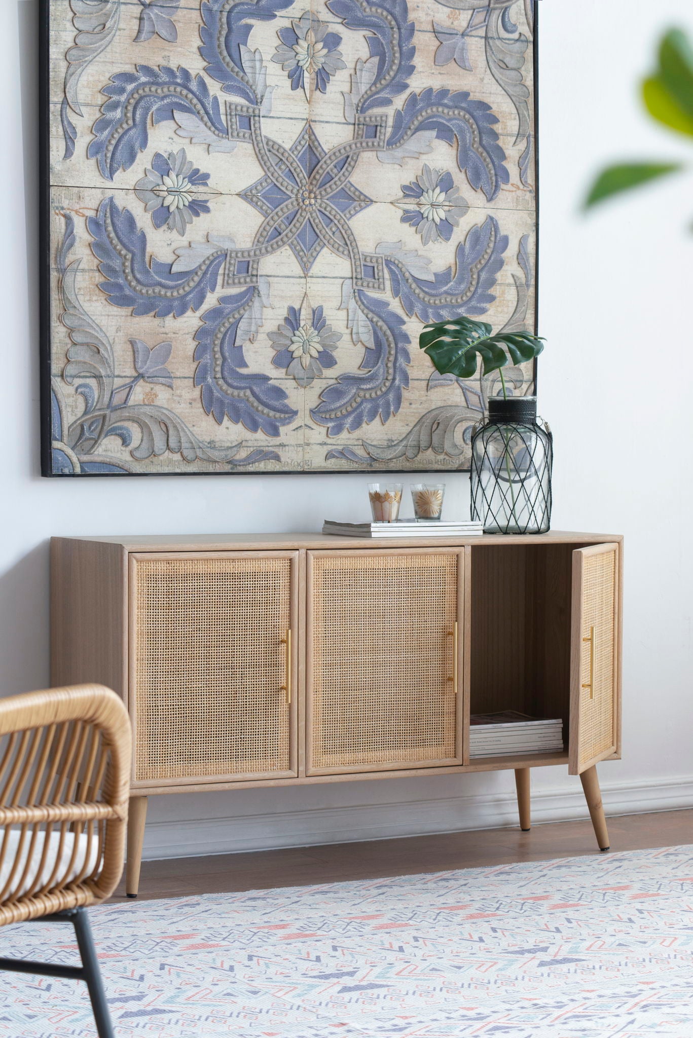 Wooden Accent TV Cabinet With 3 Doors - Brown - Best Buy Furniture