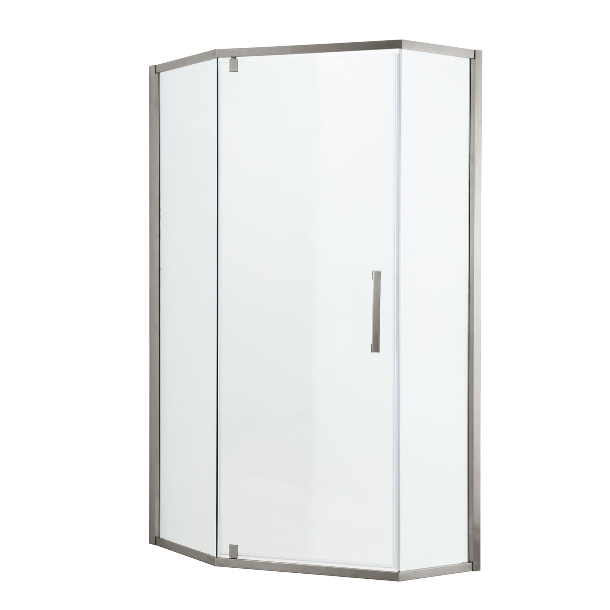 Semi Frameless Neo Angle Hinged Shower Enclosure With Clear Tempered Glass - Brushed Nickel - Best Buy Furniture