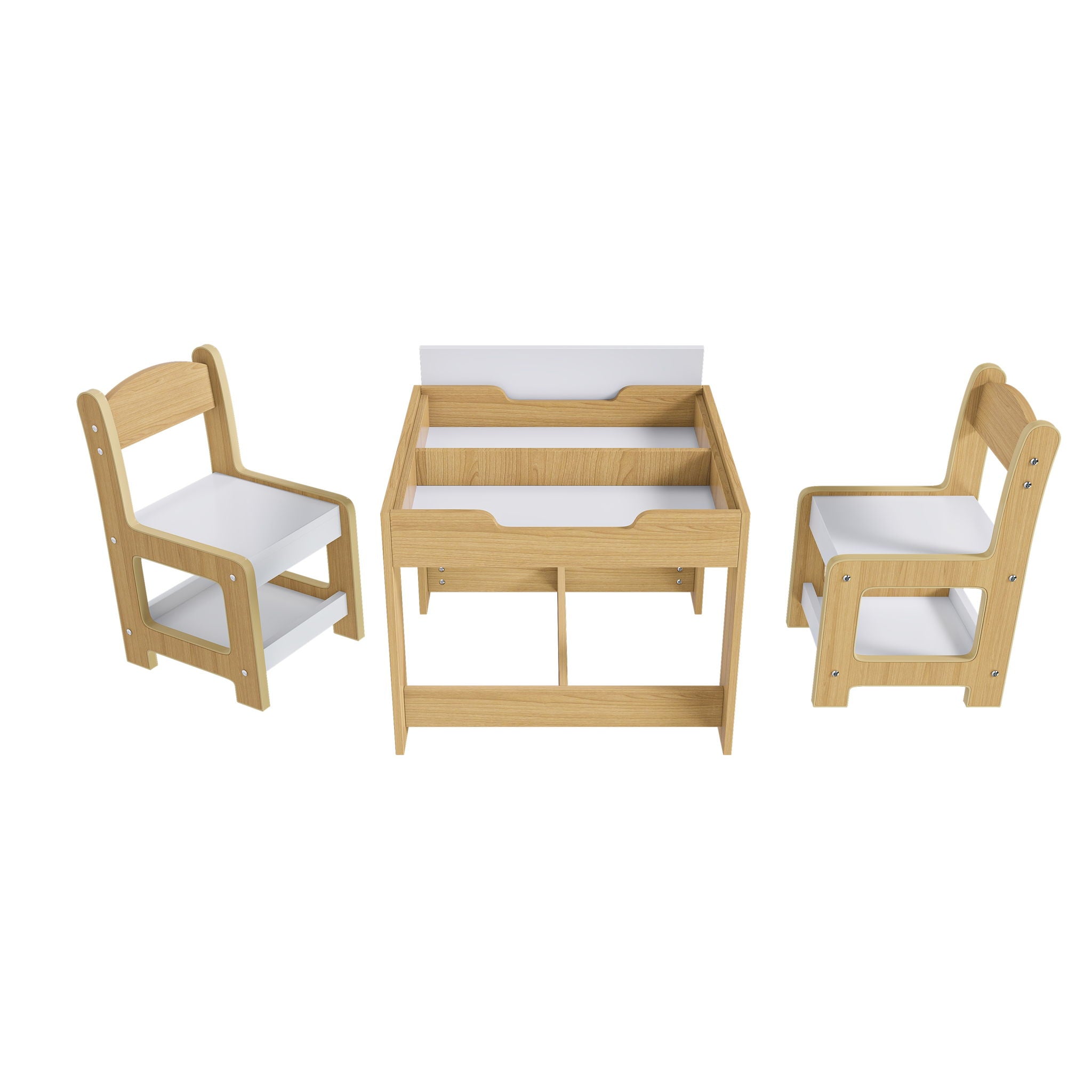 3 In 1 Kids Study Table & Chairs Set Multi Functional Activity Table With Detachable Blackboard Top - Natural Wood - Best Buy Furniture