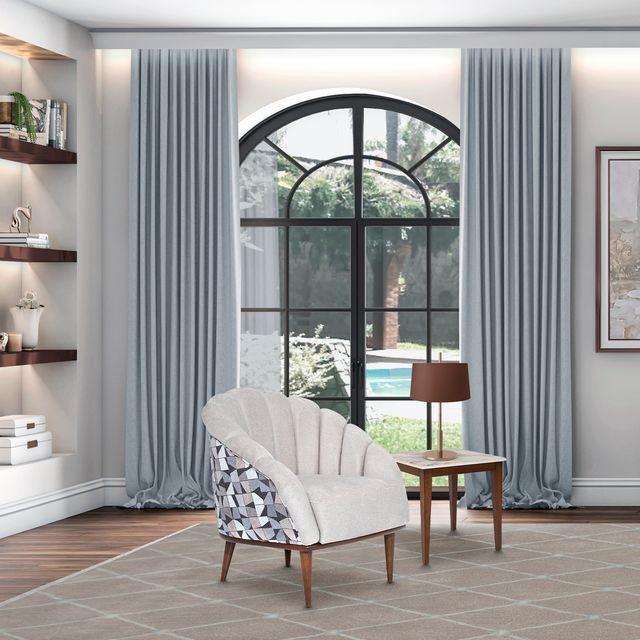 Balboa - Chenille Accent Chair - Beach Gray/Warm Walnut