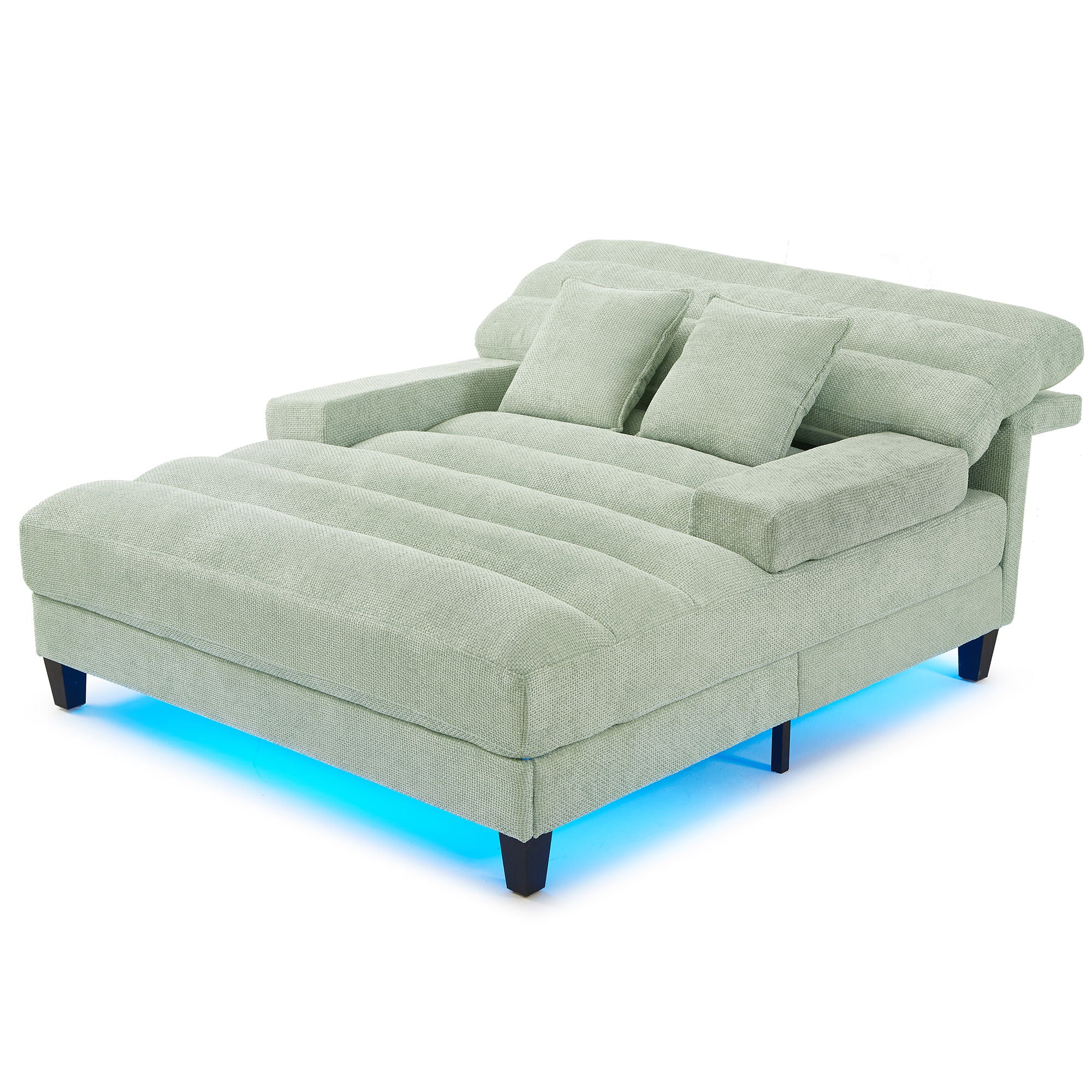 Chaise Bed Lounge Sofa Chair With Adjustable Backrest And LED Light Strip