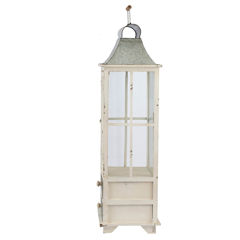 Wooden Candle Lantern Decorative Hurricane Holder - Ivory