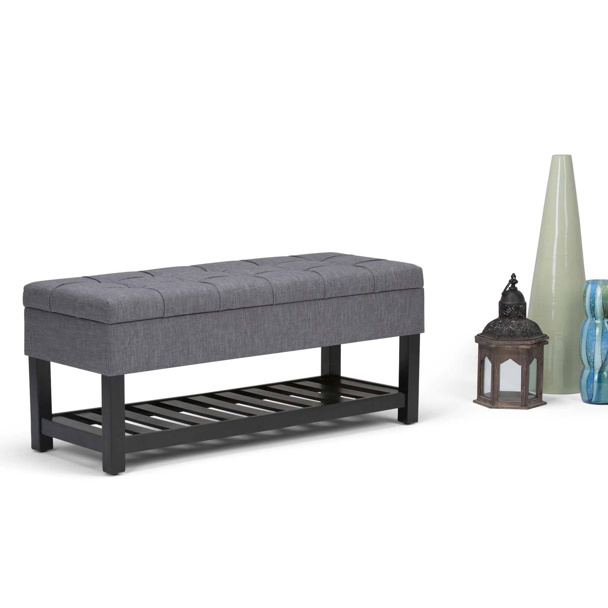 Saxon - Upholstered Transitional Storage Ottoman Bench - Best Buy Furniture