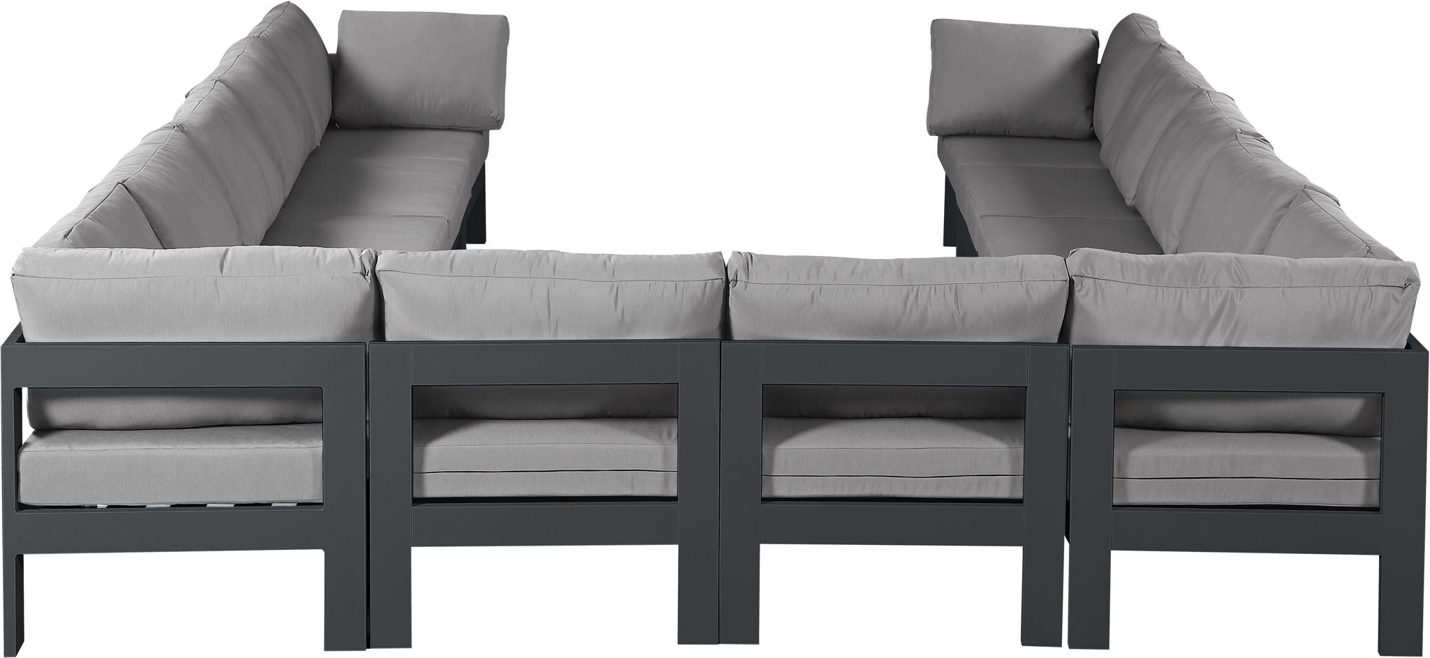 Nizuc - Outdoor Patio 12 Piece Modular Sectional With Gray Frame