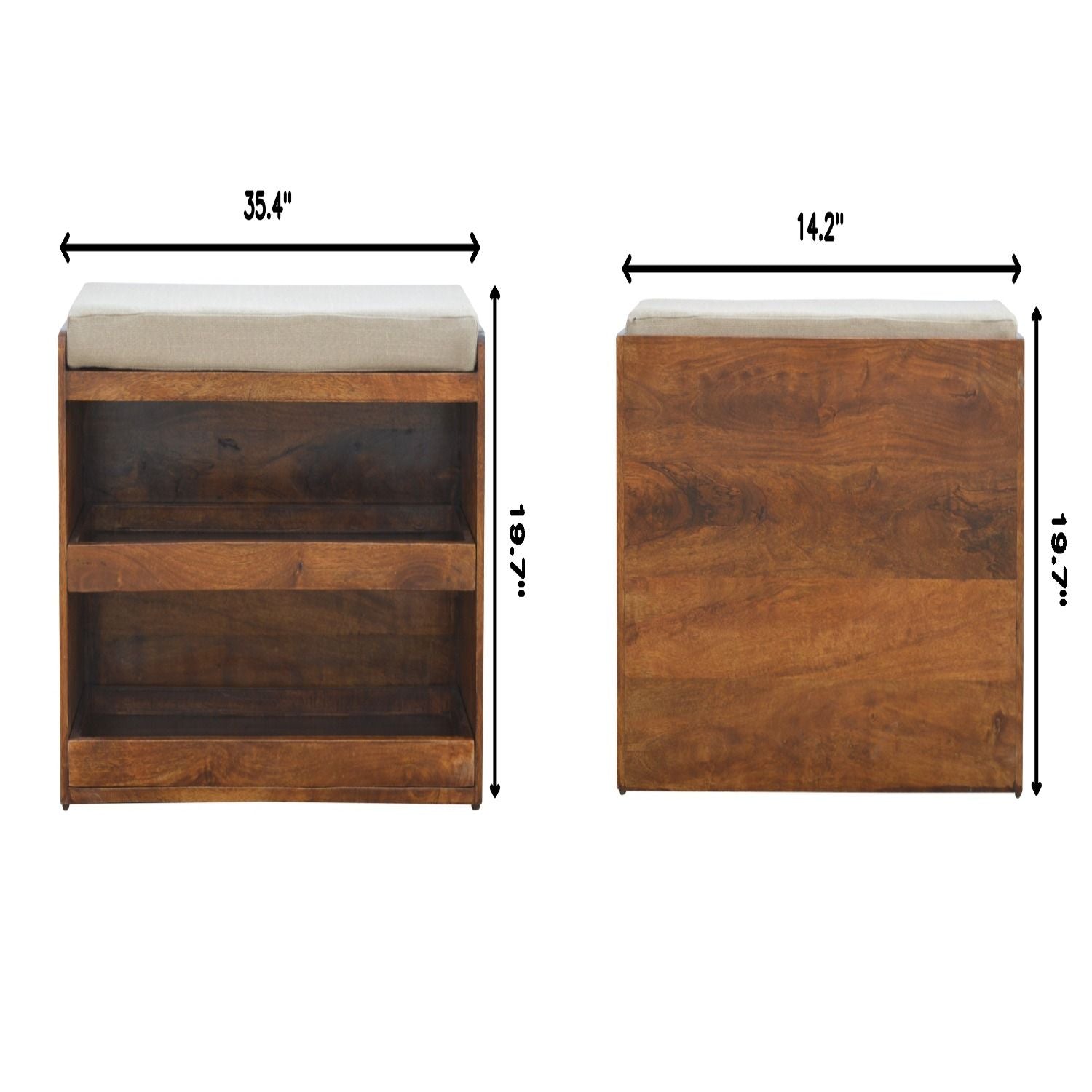 Pull Out Shoe Bench - Chestnut / Mud Linen - Best Buy Furniture