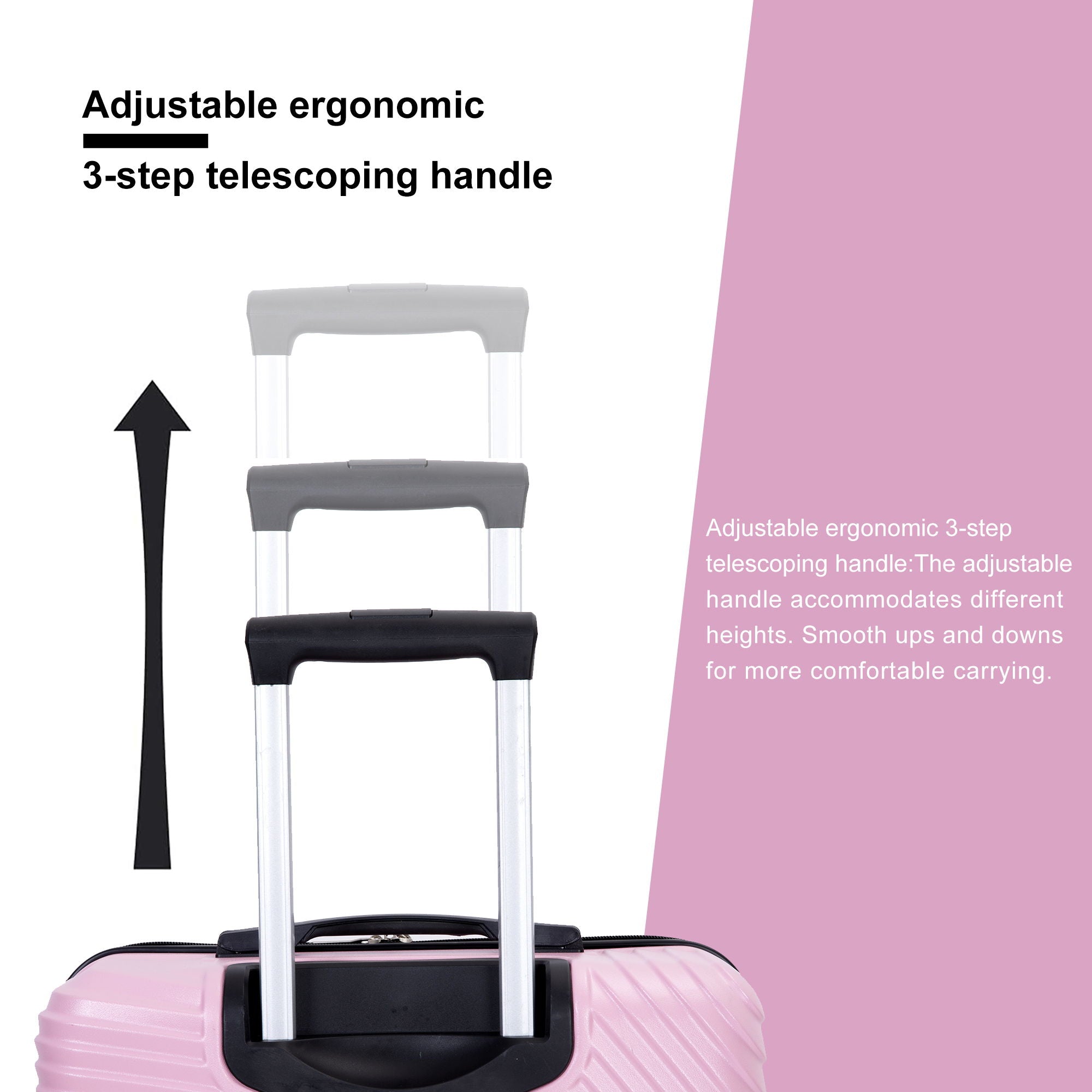 3 Piece Luggage Sets Lightweight Suitcase With Two Hooks, Spinner Wheels,