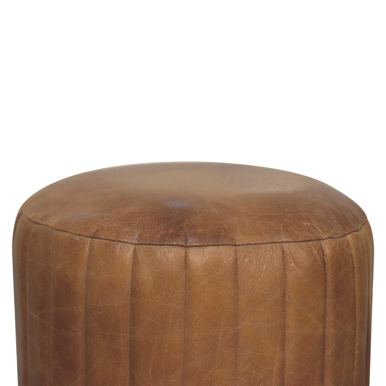 Buffalo - Leather Boucle Footstool - Brown - Best Buy Furniture