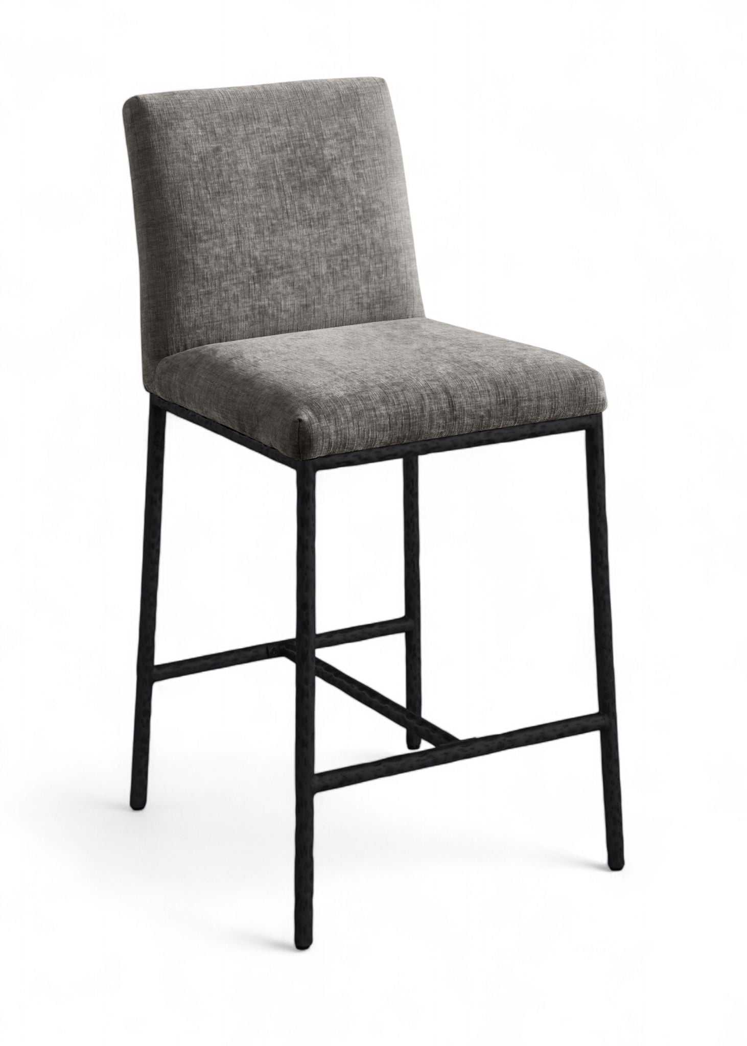 Reeves - Chenille Fabric Upholstered Counter Stool (Set of 2) - Black Base