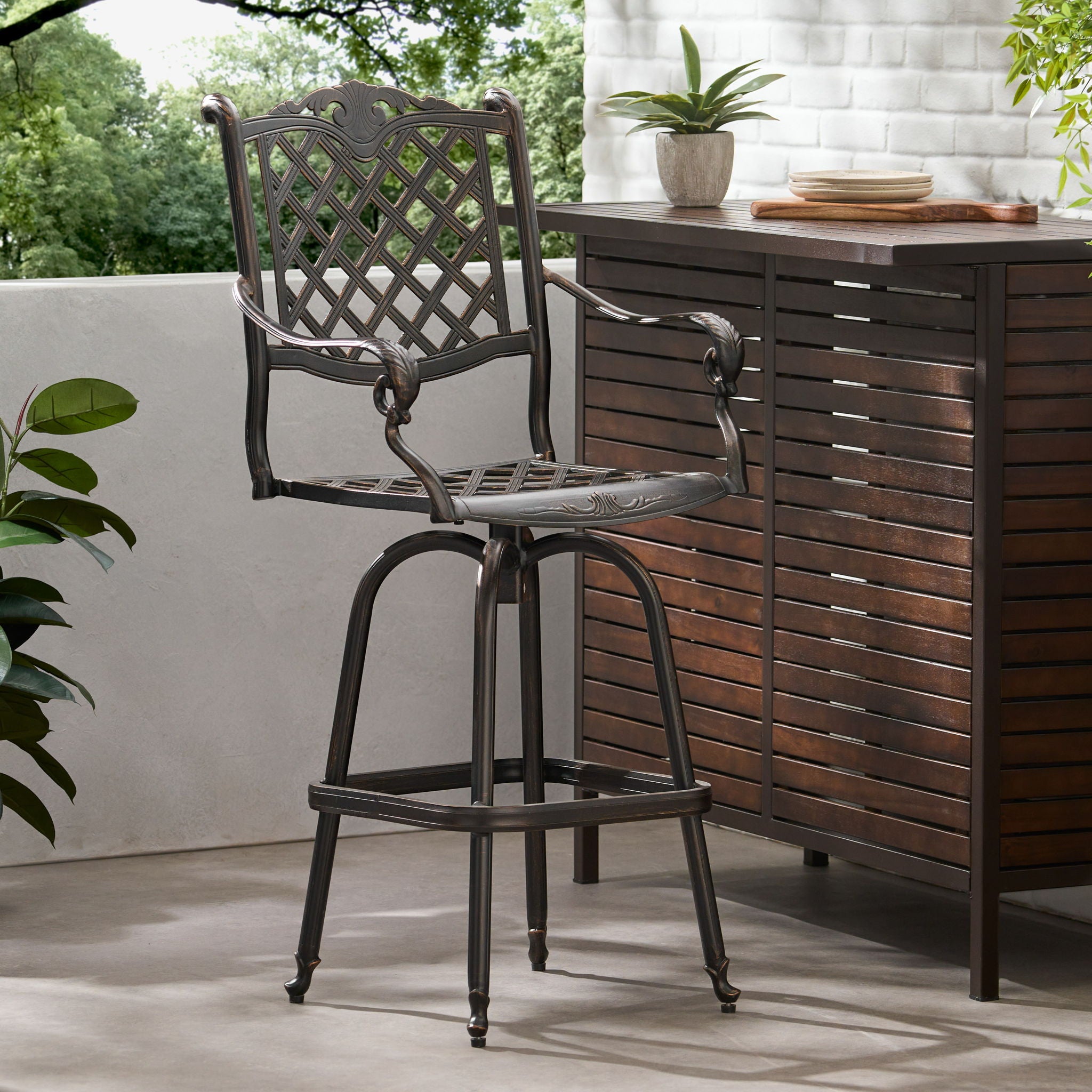 Cast Aluminum Bar Stool - Copper