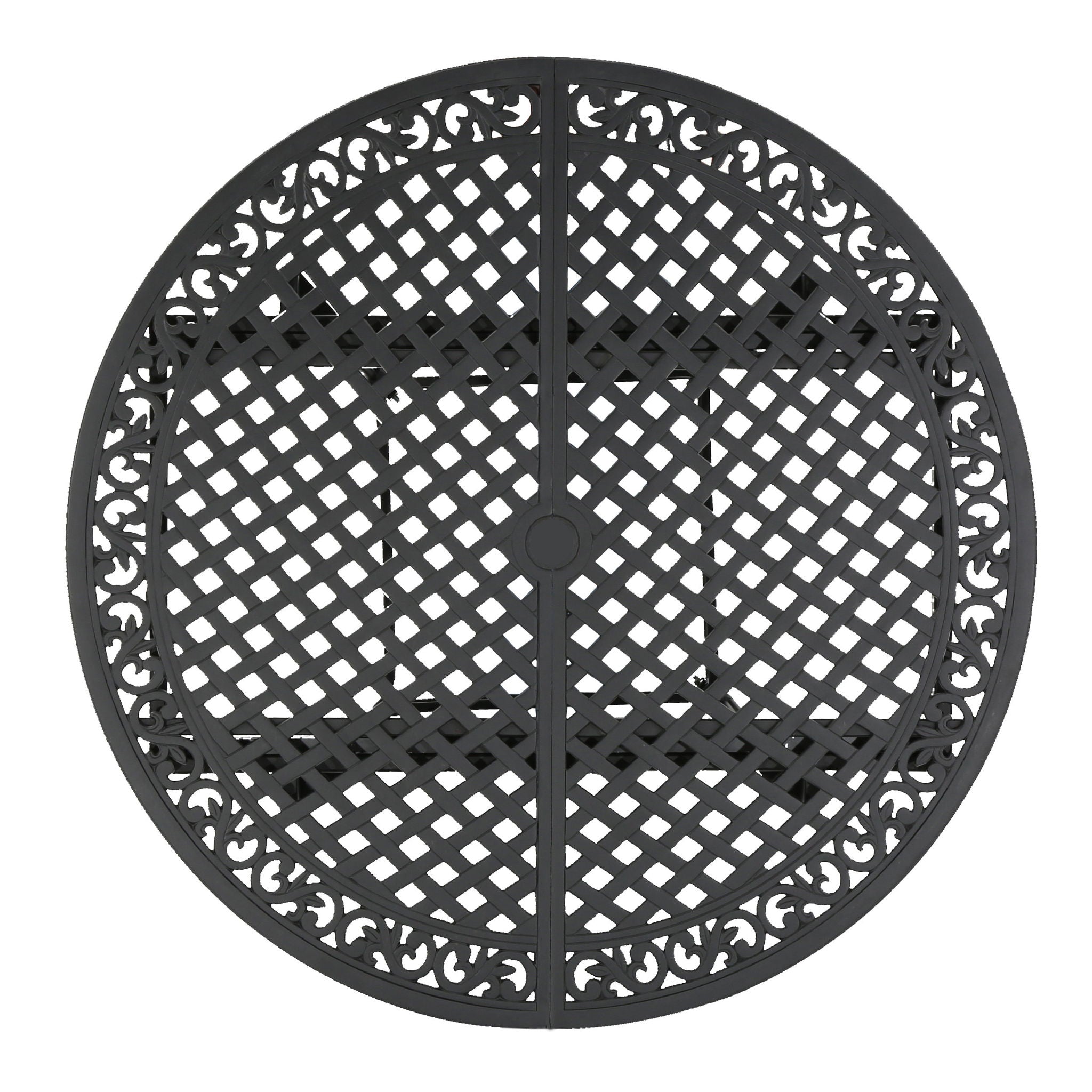 Outdoor Expandable Aluminum Dining Table With Latticework Details And Curvy Legs