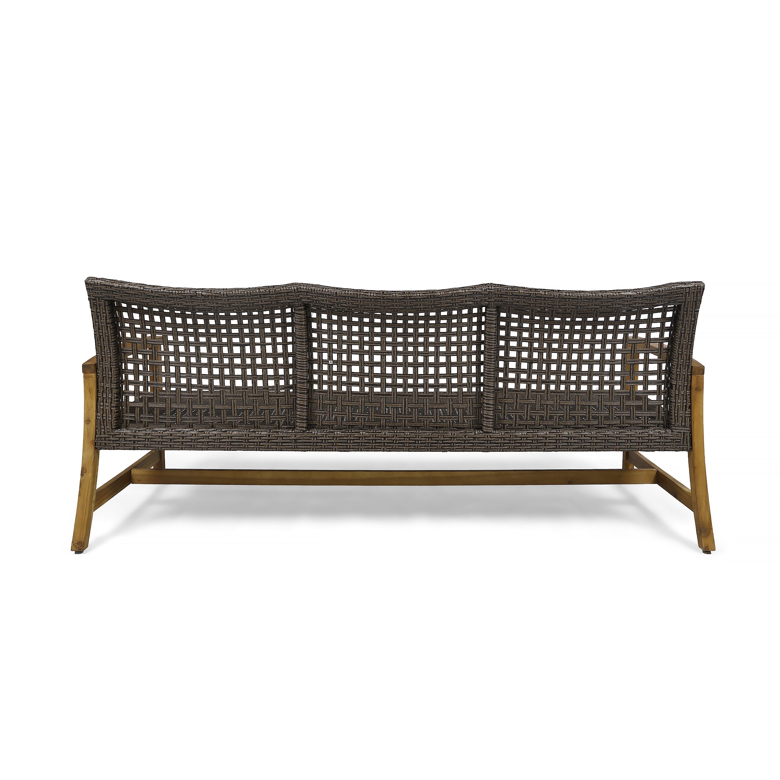 Handwoven Wicker and Acacia Outdoor Sofa
