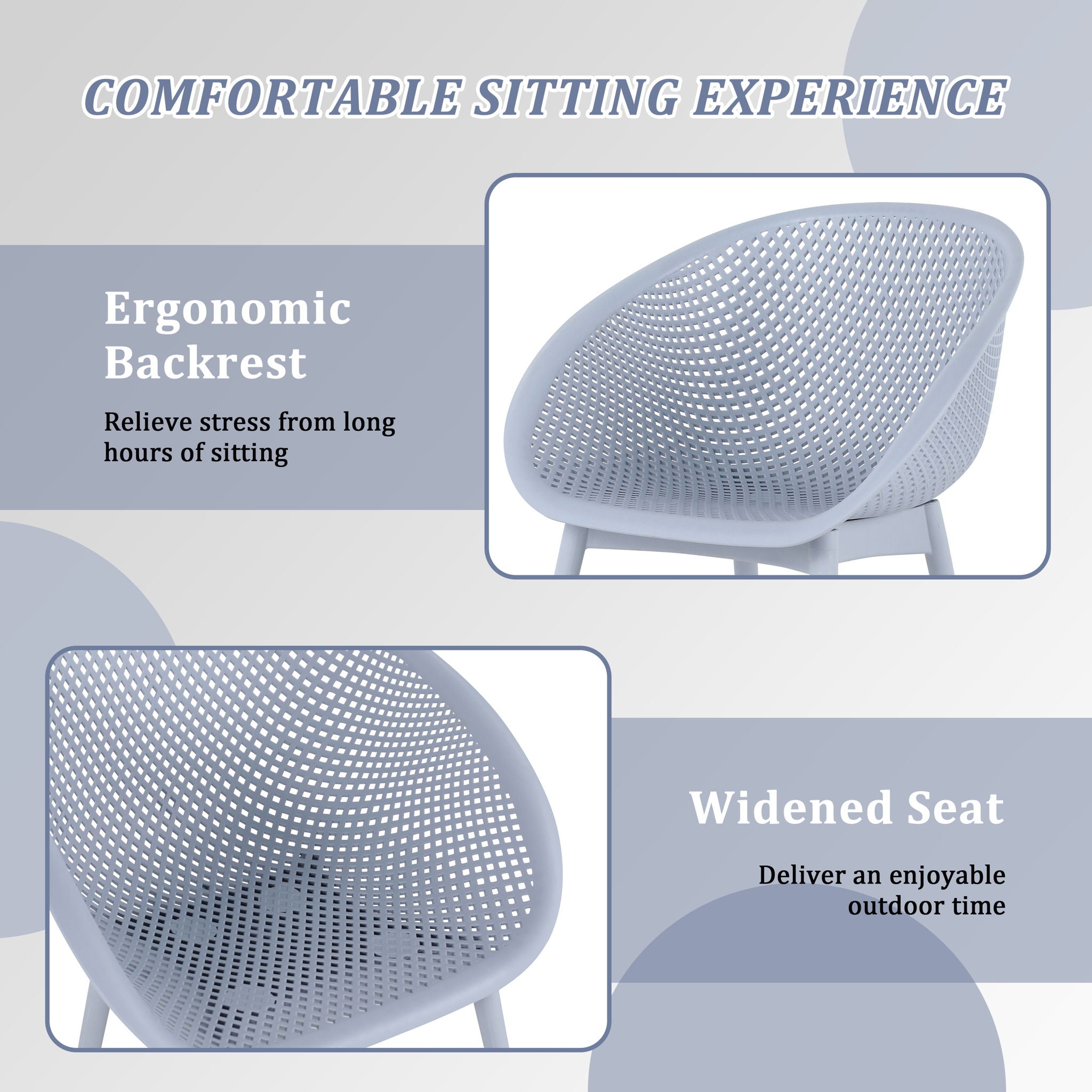 2 Piece Durable Single Chair With Mesh Hollow Out Design