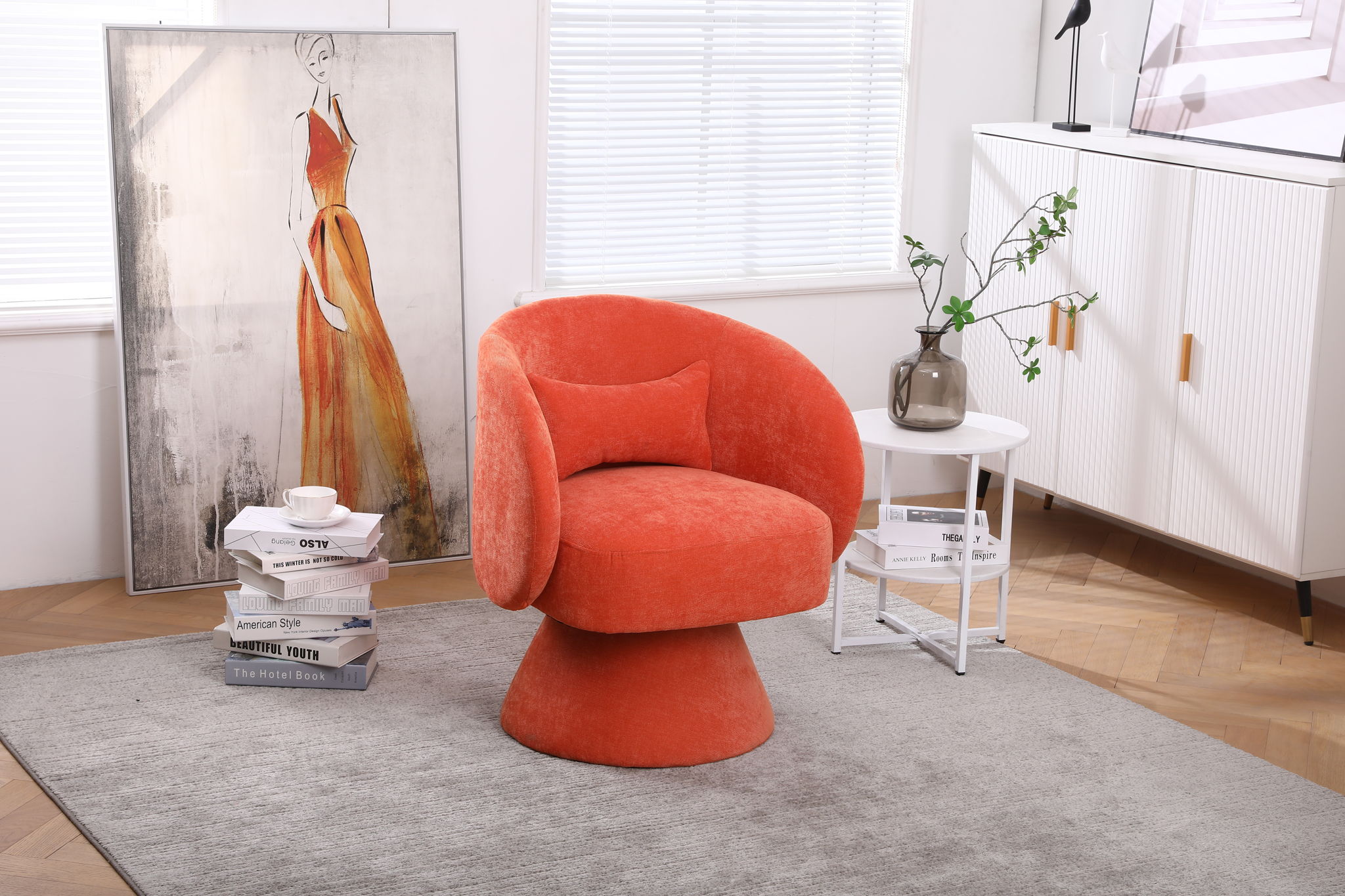 Swivel Accent Chair Armchair, Round Barrel Chair For Living Room Bedroom