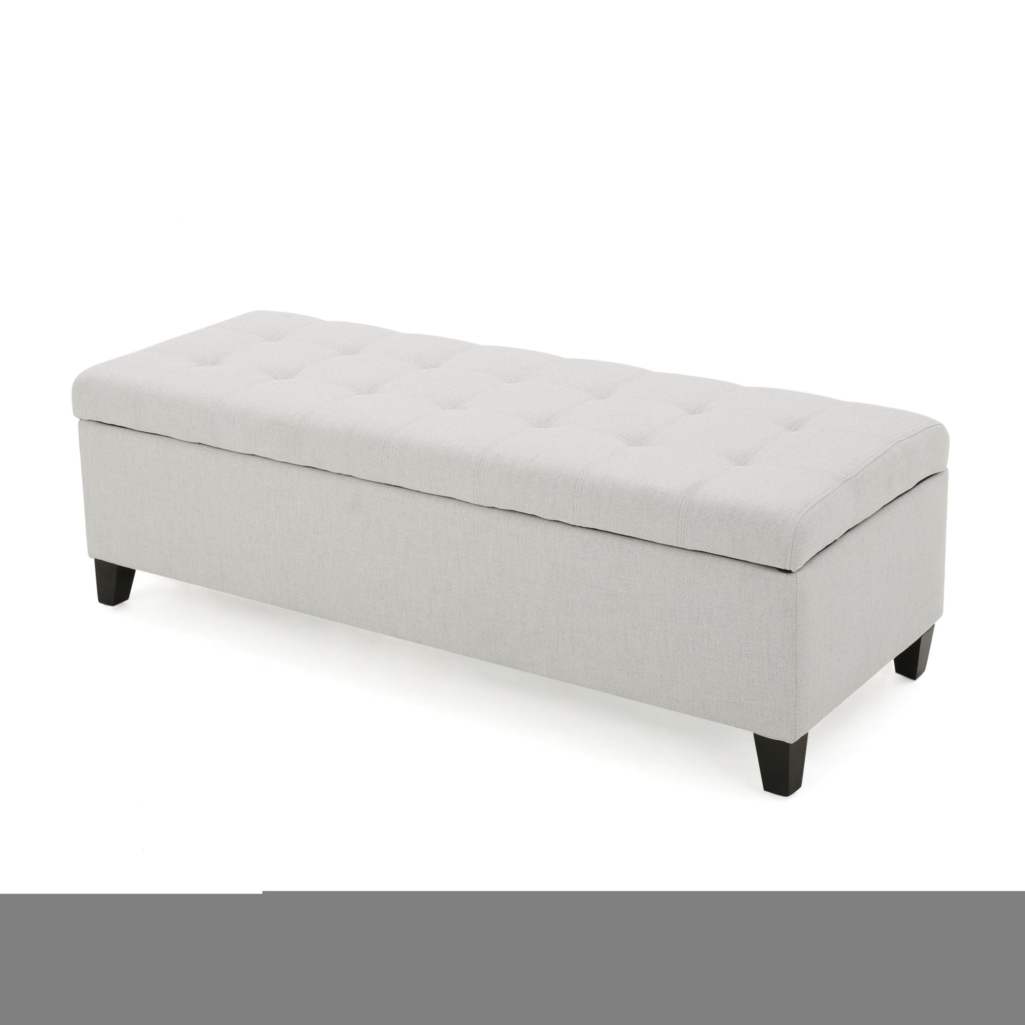 Home Mission - Upholstered Storage Ottoman Bench - Light Gray