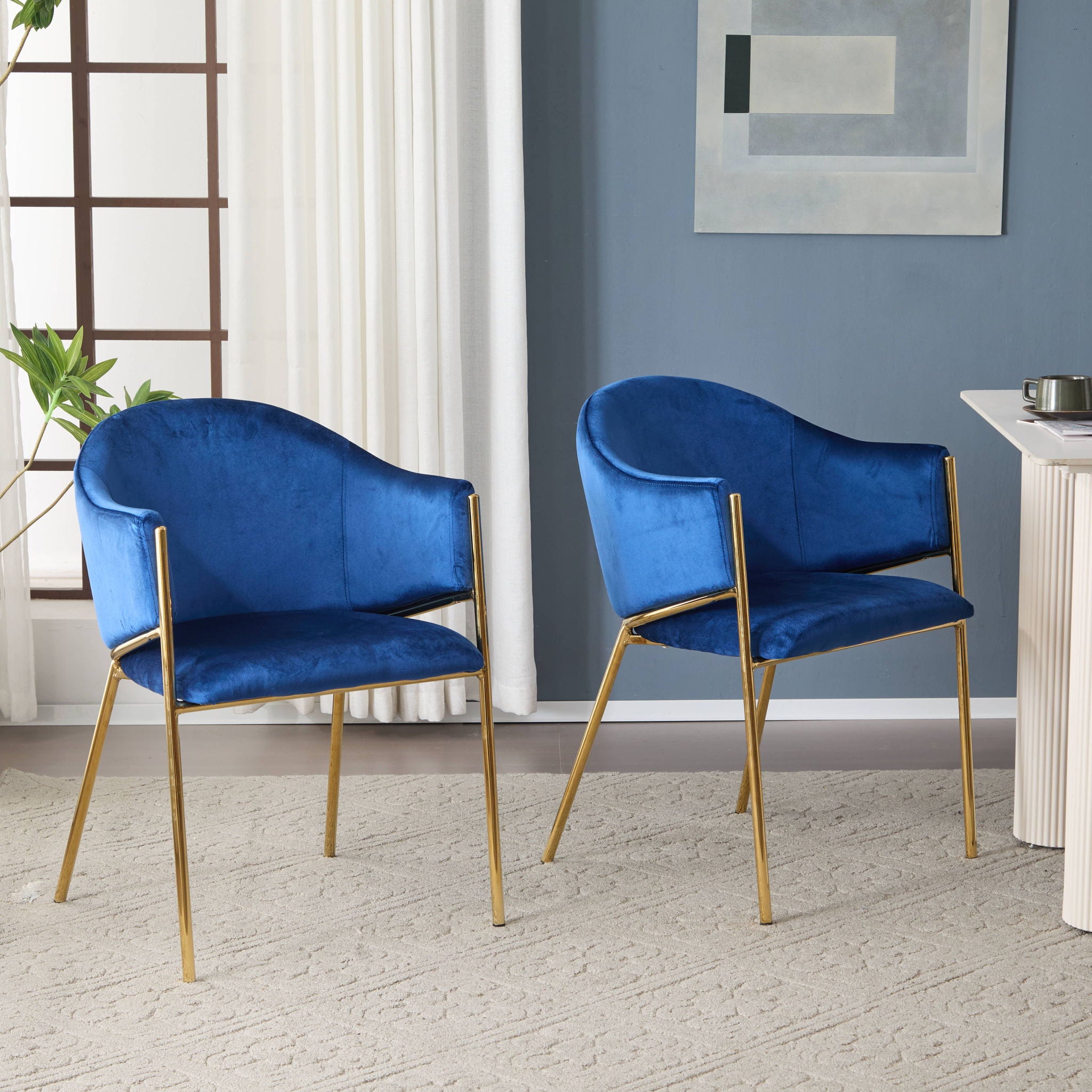 Modern Upholstered Dining Chair With Frame And Plush Velvet