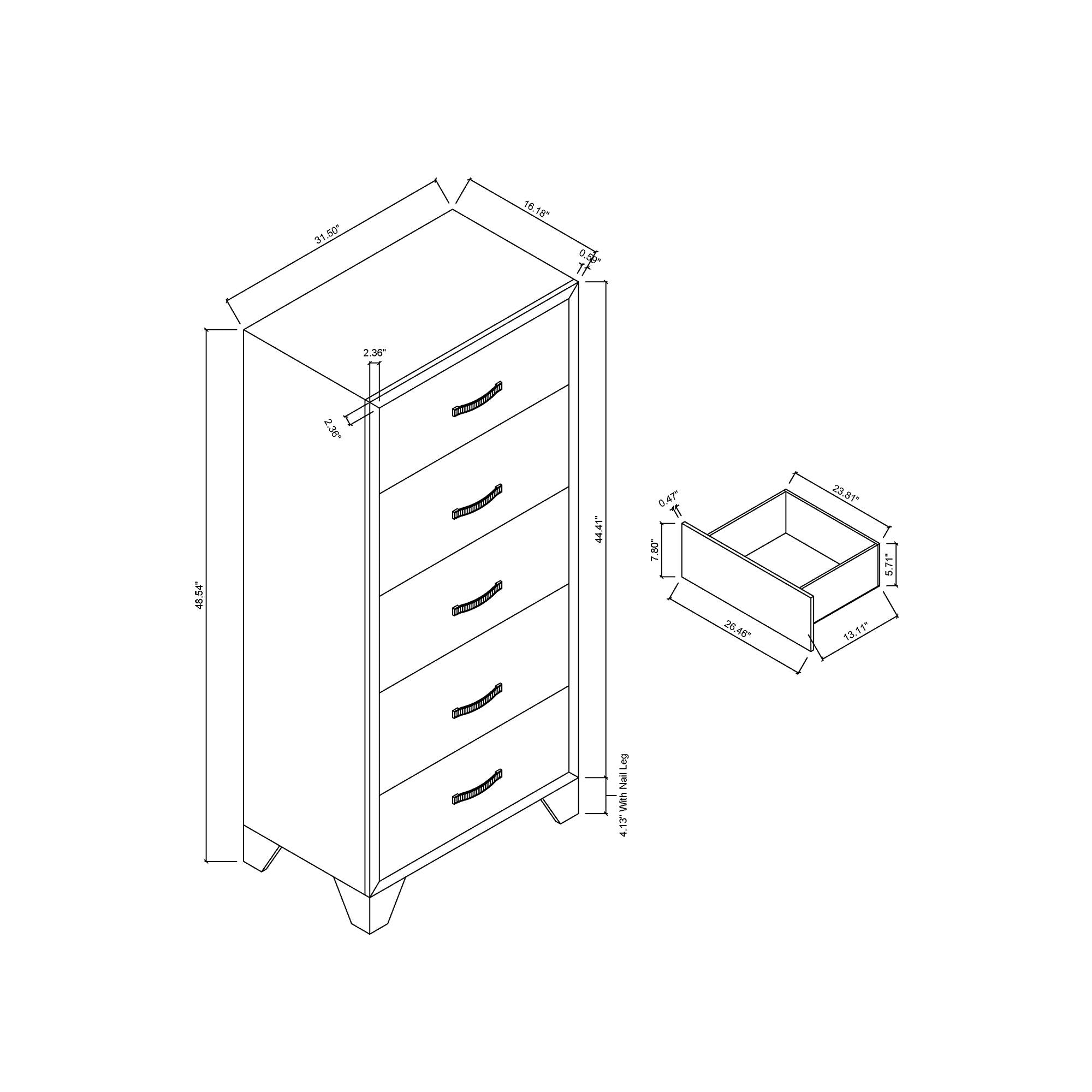 Carlos - 5 Pieces Queen Bedroom Set - Black